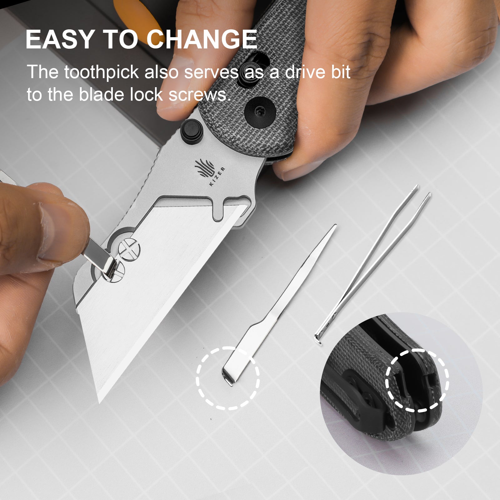 Drop Bear® Utility | Kizer Clutch Lock™ | Uti BEAR 1 | SK5 & 50Cr15MoV | Micarta | KizerV™ 3619JA3