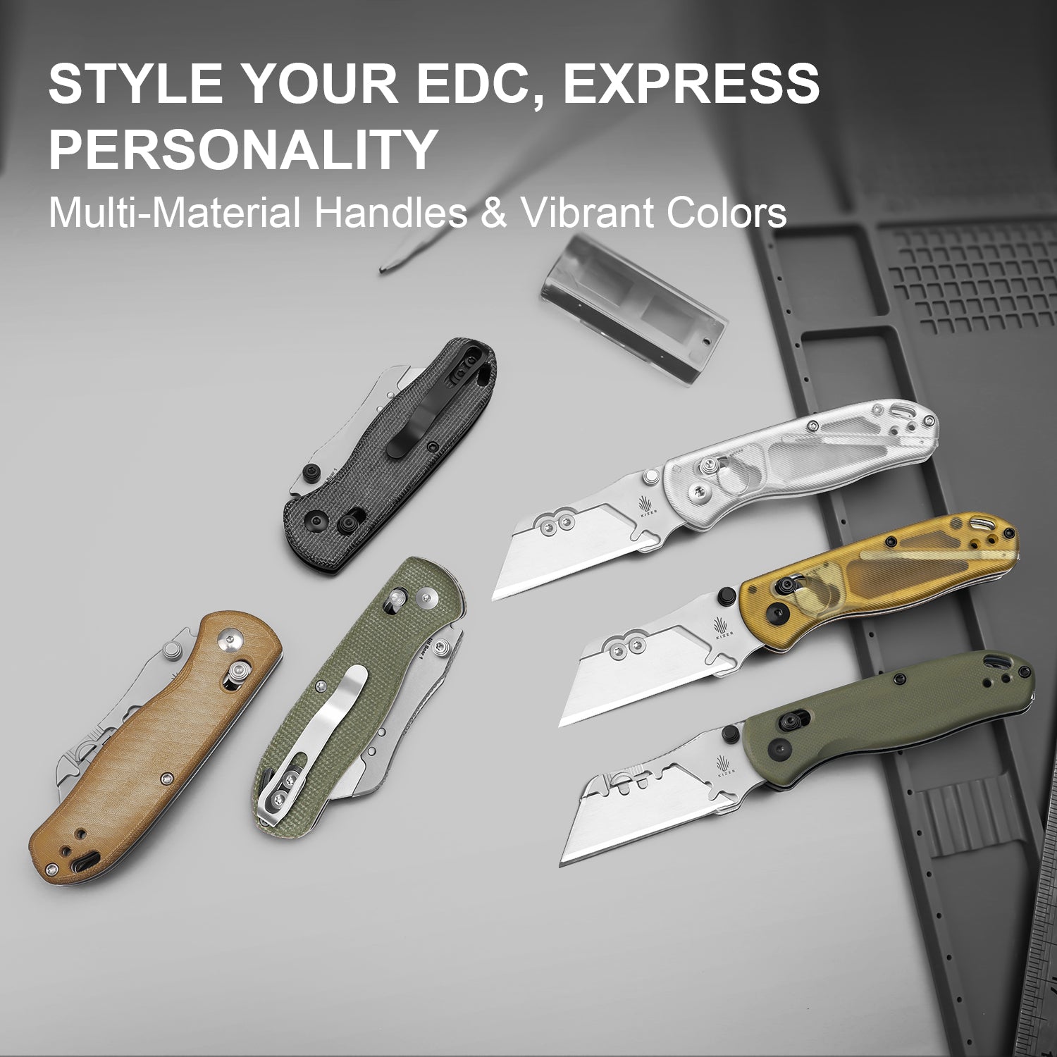 Drop Bear® Utility | Kizer Clutch Lock™ | Uti BEAR 1 | SK5 & 50Cr15MoV | Acrylic | KizerV™ 3619JA5