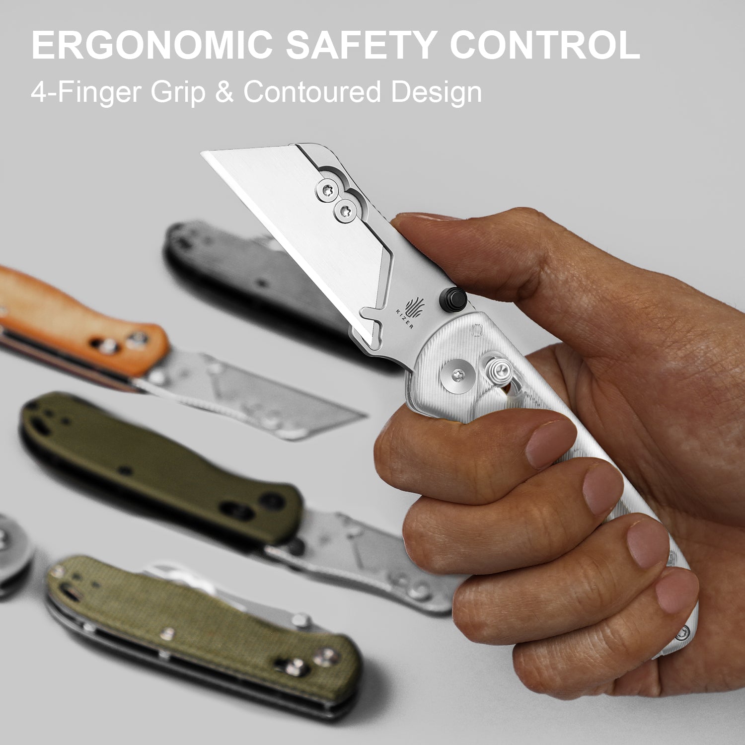 Drop Bear® Utility | Kizer Clutch Lock™ | Uti BEAR 1 | SK5 & 50Cr15MoV | Acrylic | KizerV™ 3619JA5