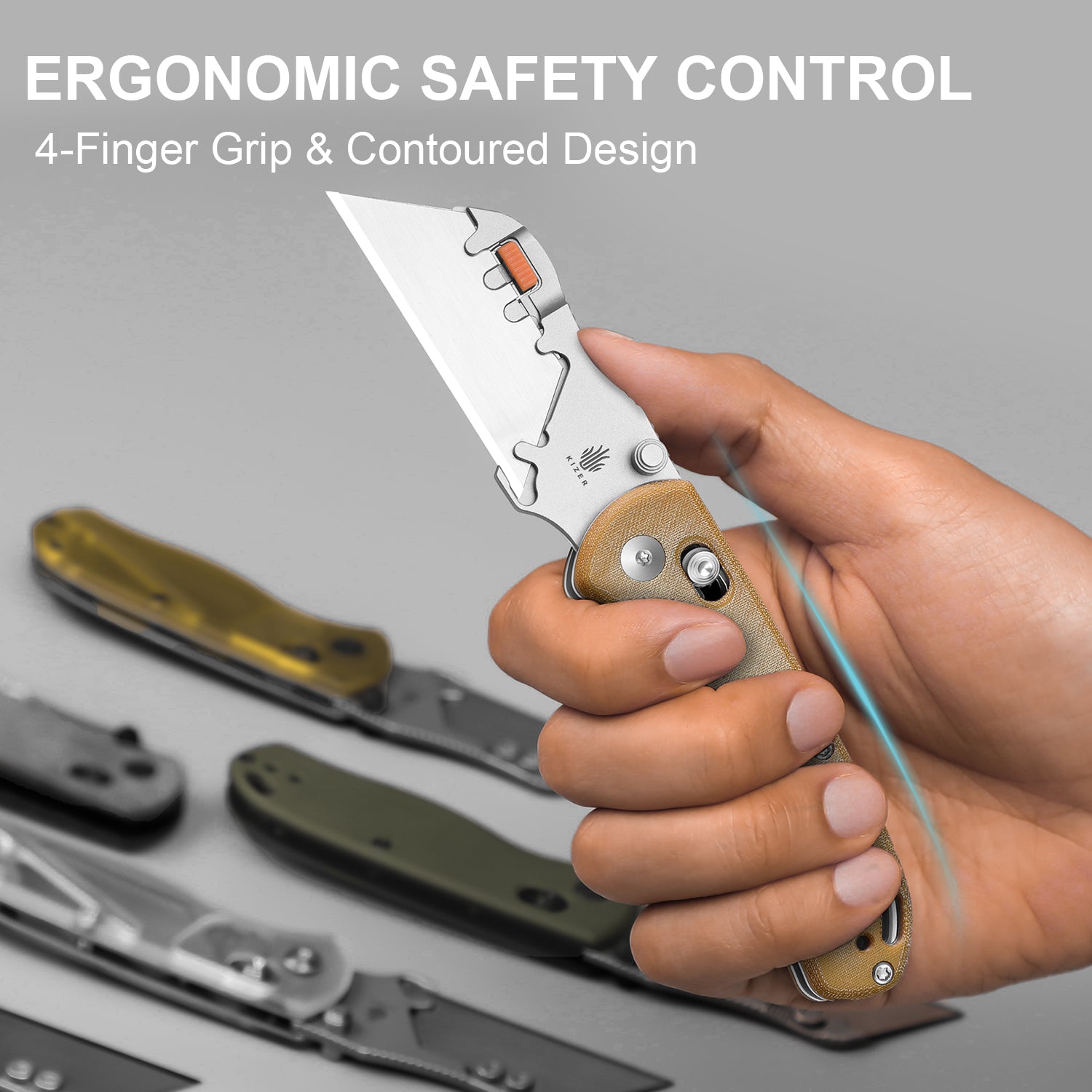 Drop Bear® Utility | Kizer Clutch Lock™ | Uti BEAR 2 | SK5 & 50Cr15MoV | Micarta | KizerV™ 3619JA7