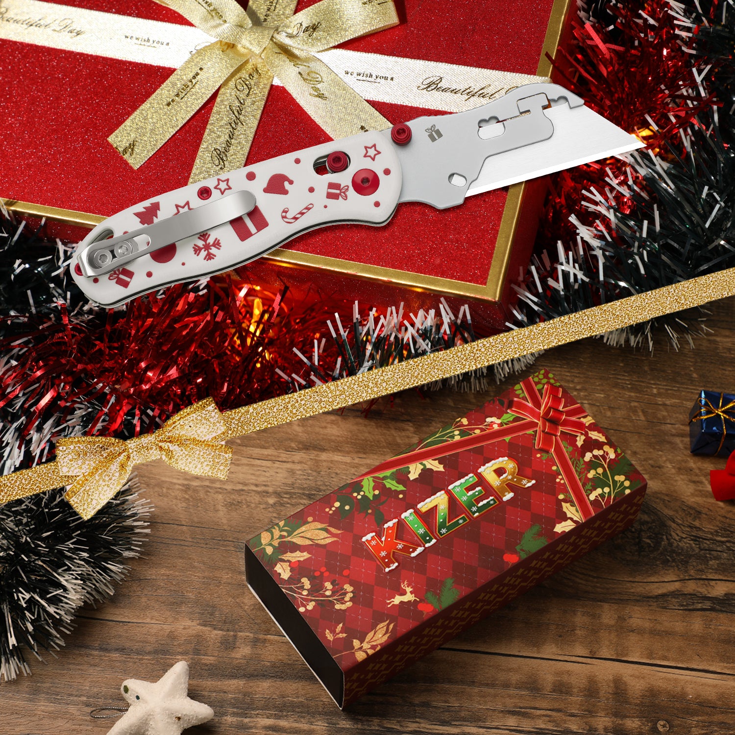 Christmas | Uti BEAR 2 | 5CR15MOV | G10 | Dropbear® Utility Knives | V3619JMC2 | Limited