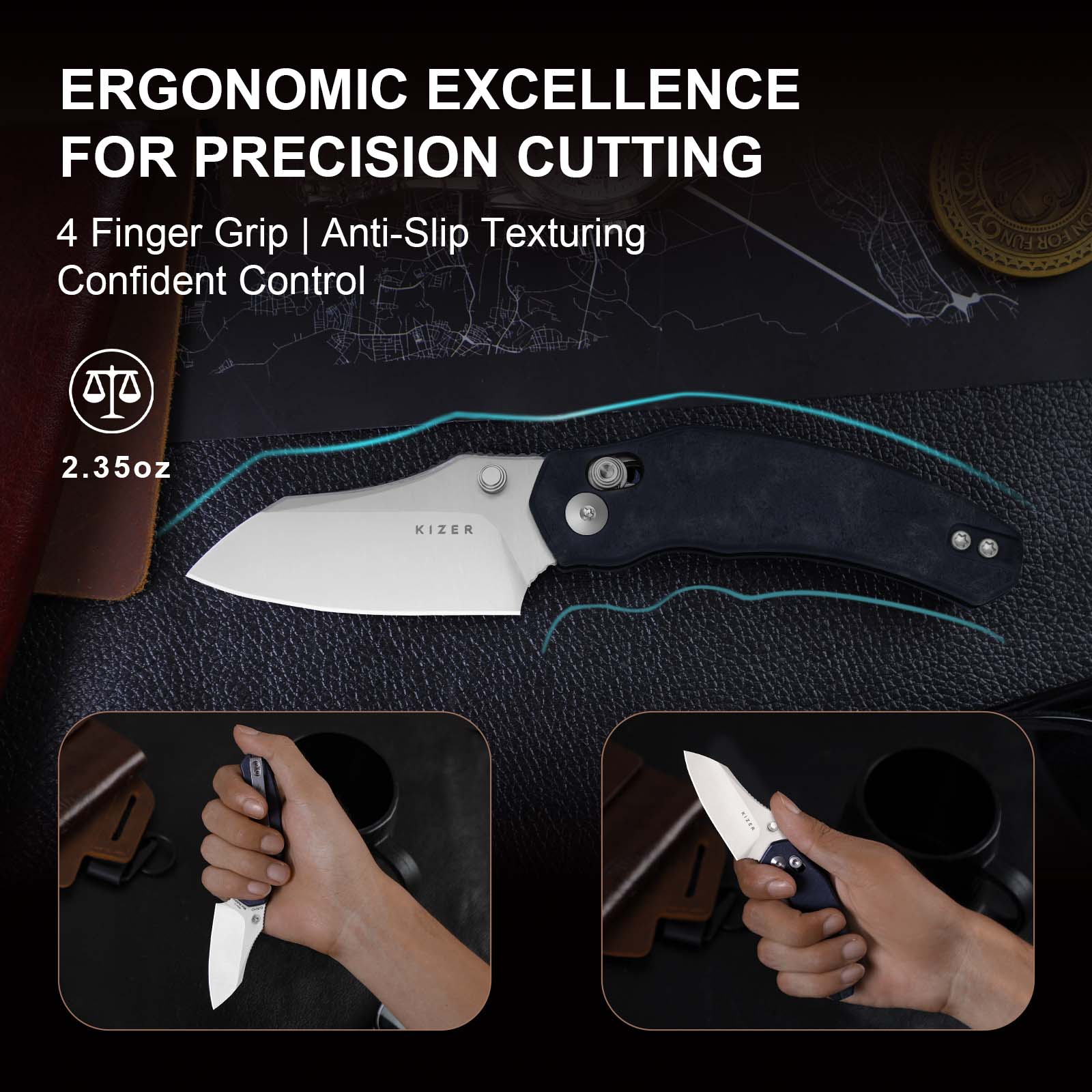 Mini Bulldog | Nitro-V | Richlite (Blue Canyon) | KizerV™ 3672SA3