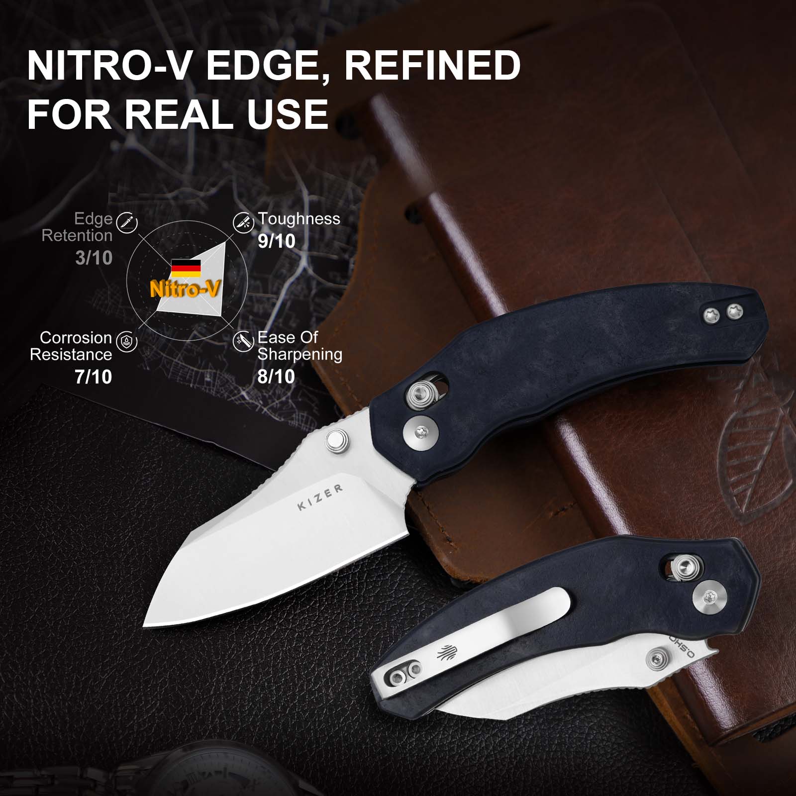 Mini Bulldog | Nitro-V | Richlite (Blue Canyon) | KizerV™ 3672SA3