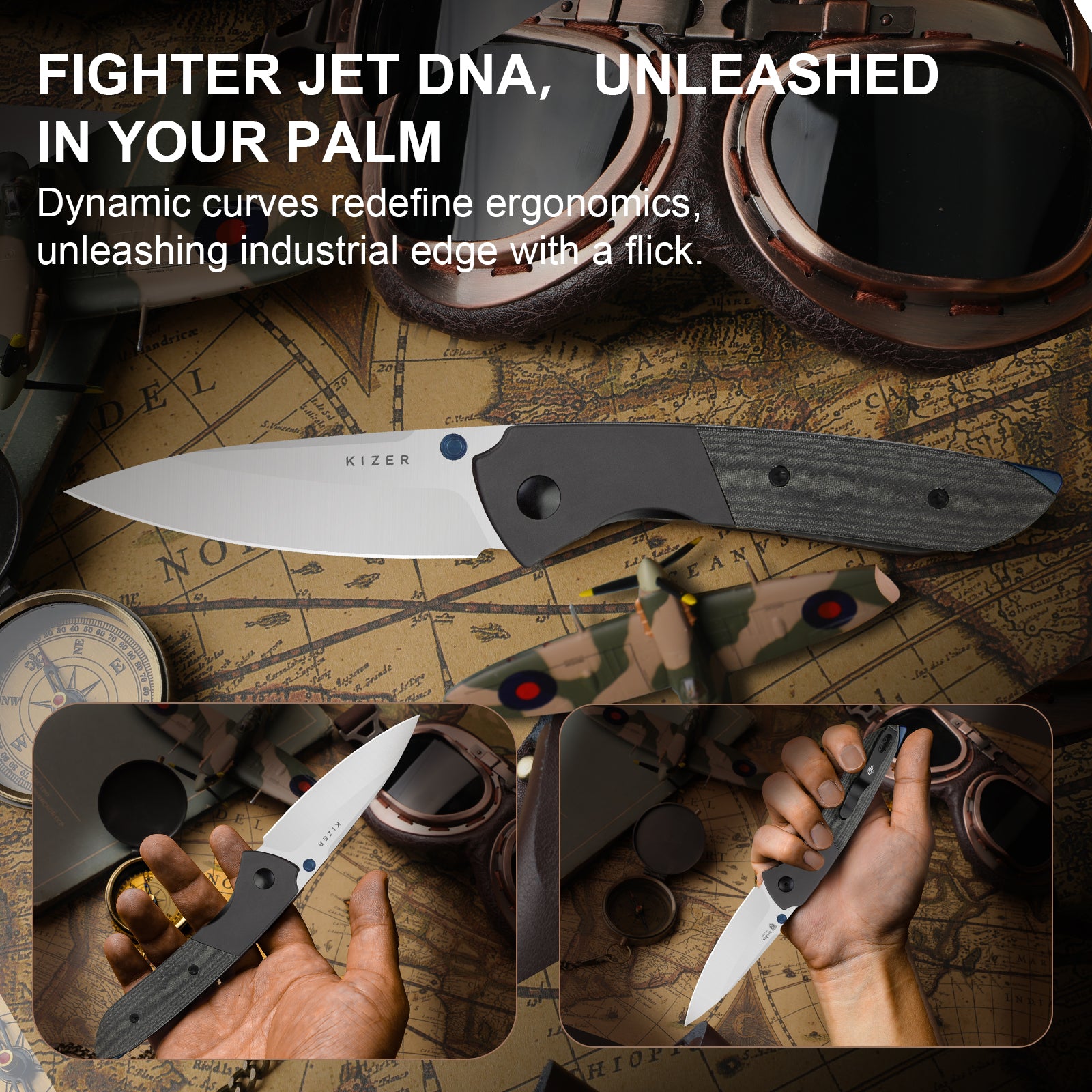 Spitfire | 14C28N | Aluminum + Micarta | KizerV™ 3690A1