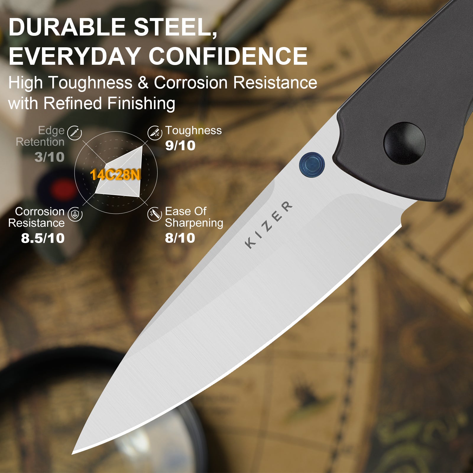 Spitfire | 14C28N | Aluminum + Micarta | KizerV™ 3690A1