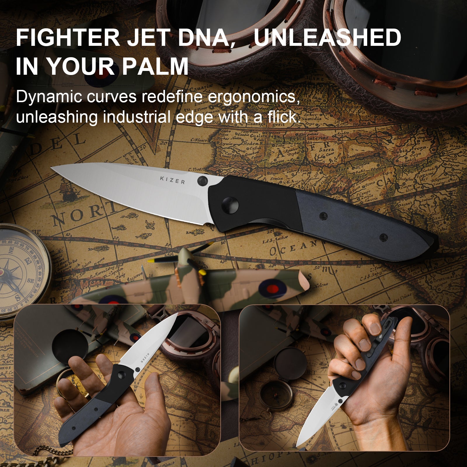 Spitfire | 14C28N | Aluminum & Richlite (Blue Canyon) | KizerV™ 3690A2