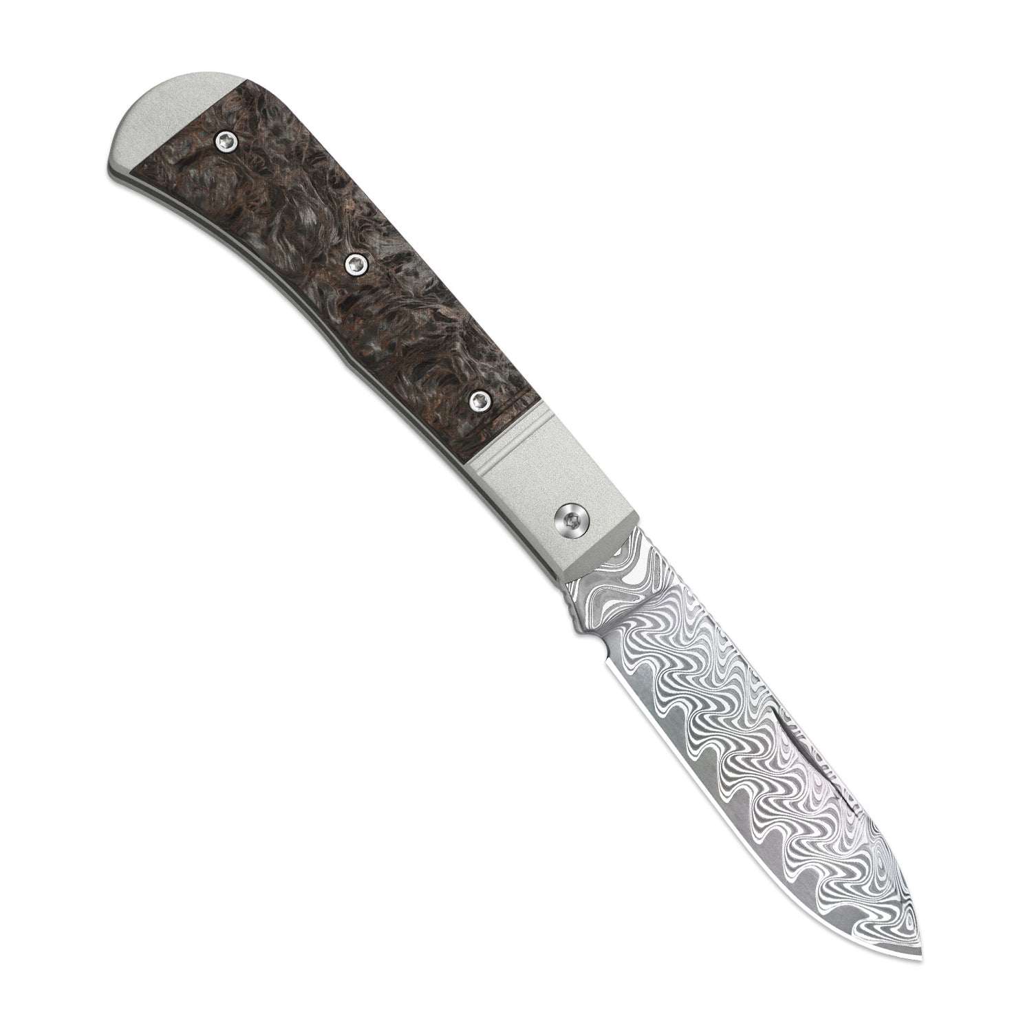 Trestle D With Pac-Bar | Rainbow Damascus | Aluminum & Fat Carbon | Slip Joint | KizerV™ 3760A4
