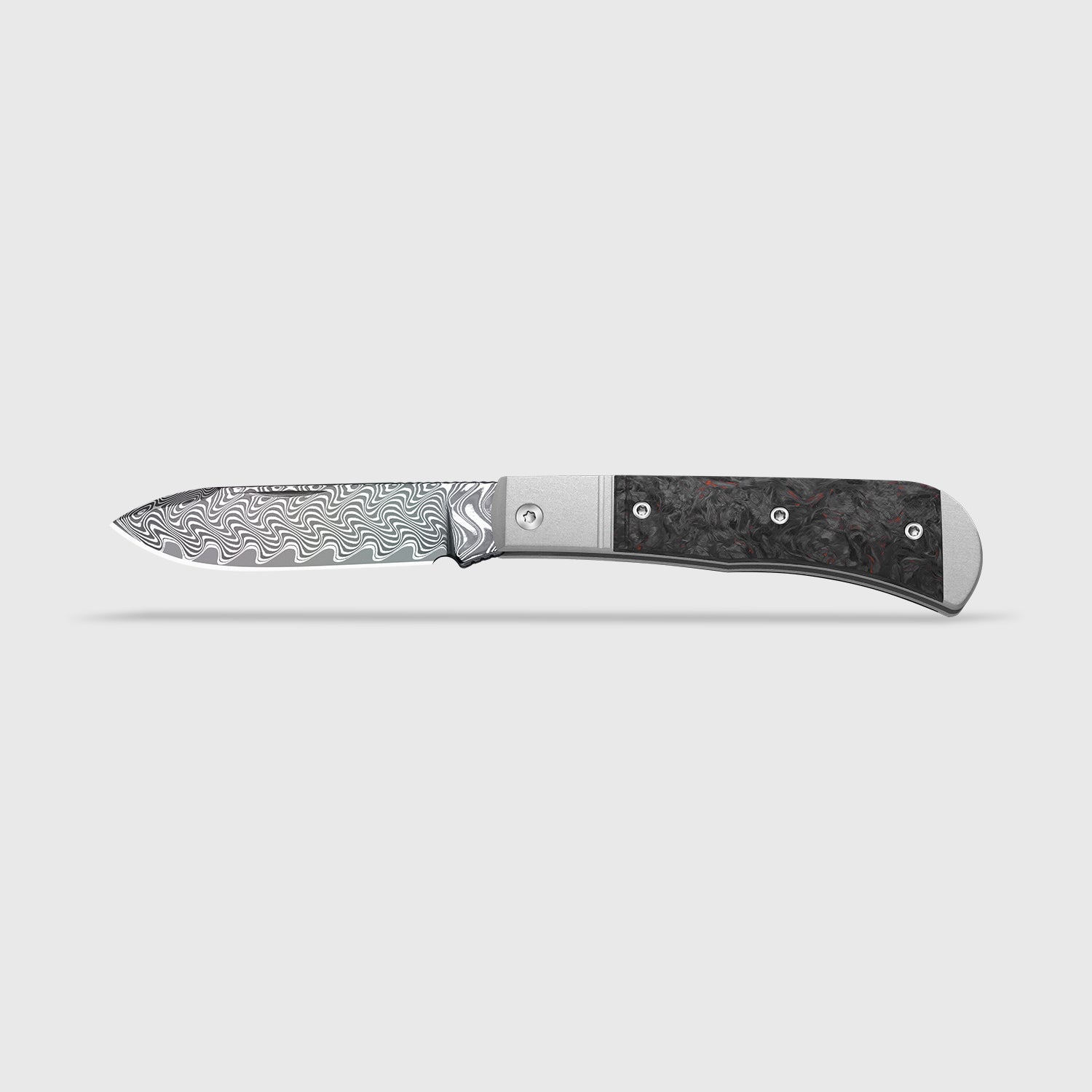 Trestle D With Pac-Bar | Rainbow Damascus | Aluminum & Fat Carbon | Slip Joint | KizerV™ 3760A5
