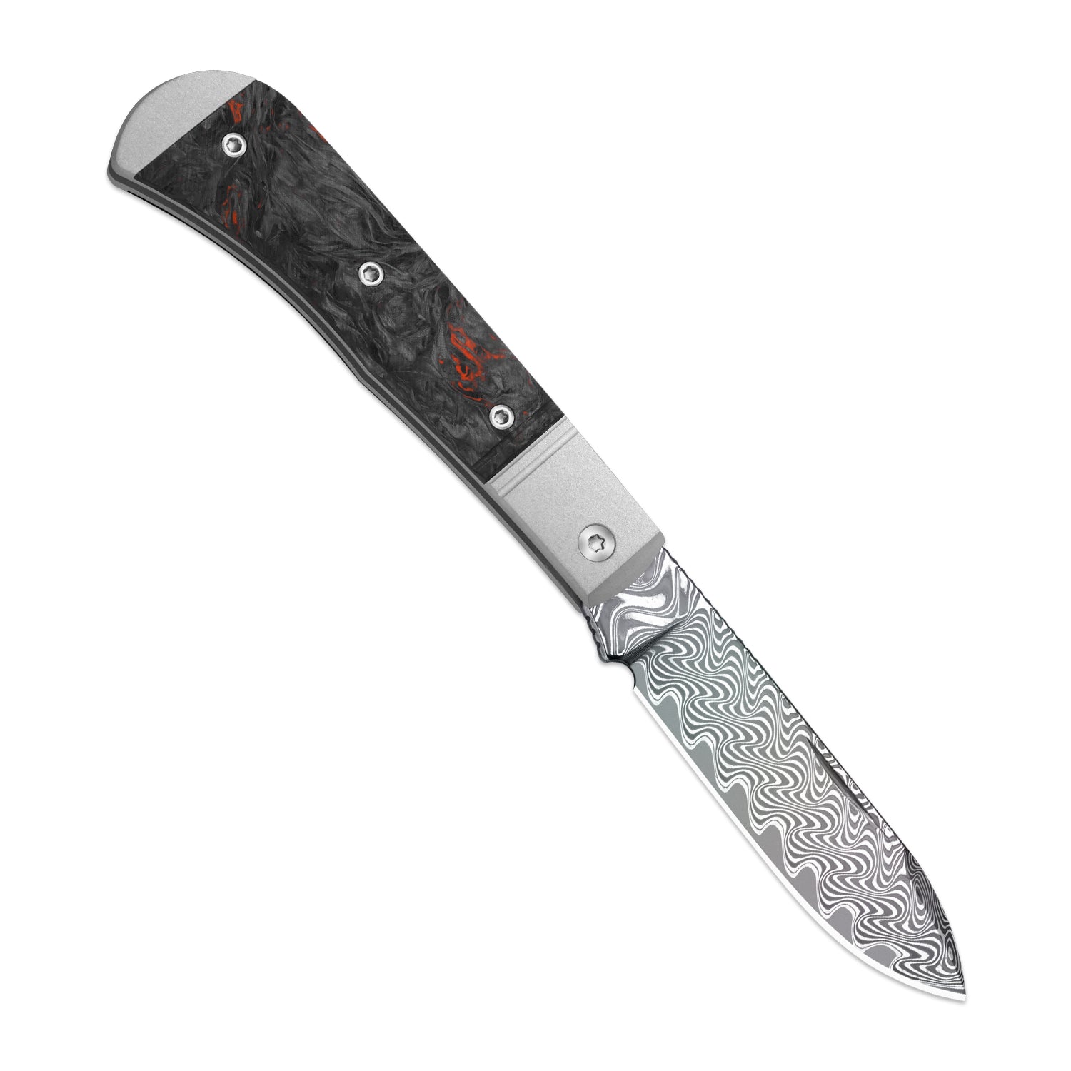 Trestle D With Pac-Bar | Rainbow Damascus | Aluminum & Fat Carbon | Slip Joint | KizerV™ 3760A5