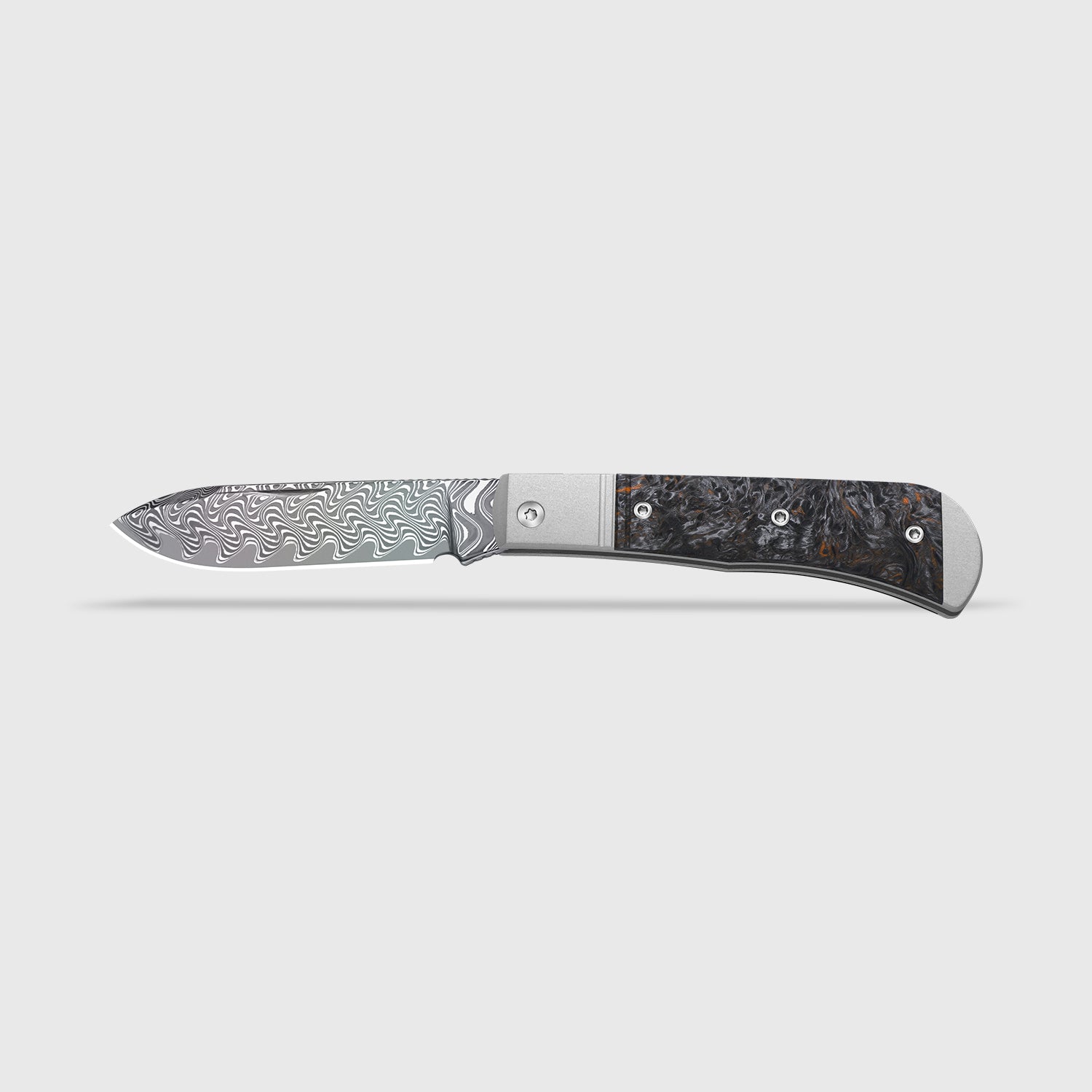 Trestle D With Pac-Bar | Rainbow Damascus | Aluminum & Fat Carbon | Slip Joint | KizerV™ 3760A6