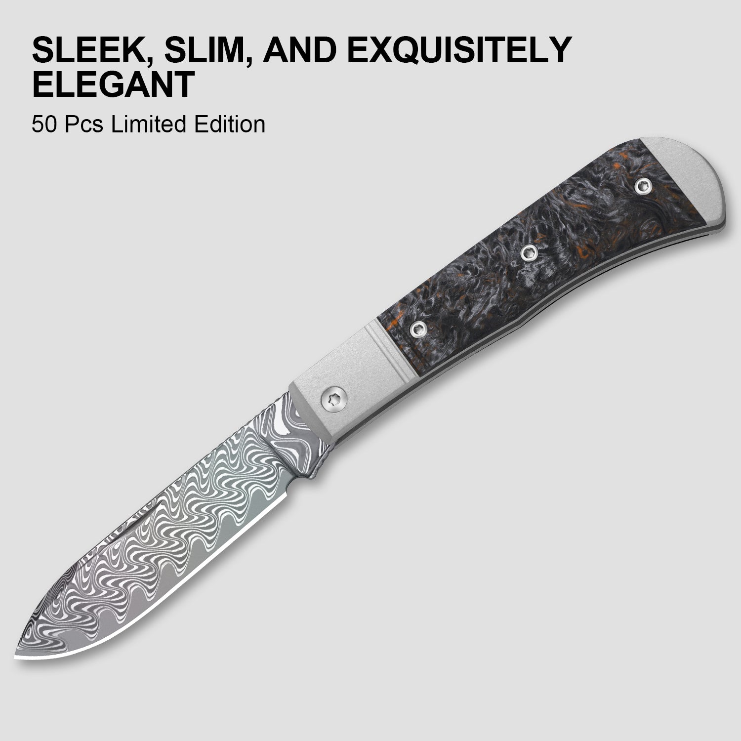 Trestle D With Pac-Bar | Rainbow Damascus | Aluminum & Fat Carbon | Slip Joint | KizerV™ 3760A6