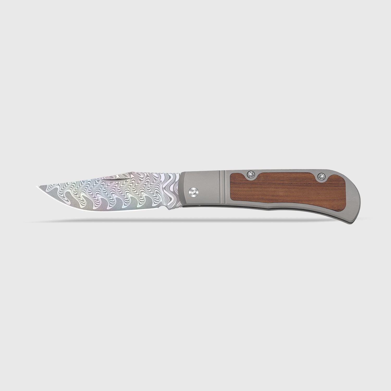 Trestle | Rainbow Damascus | Acid.washed | Titanium & Mkuruti Wood | KizerV™ 3761A3