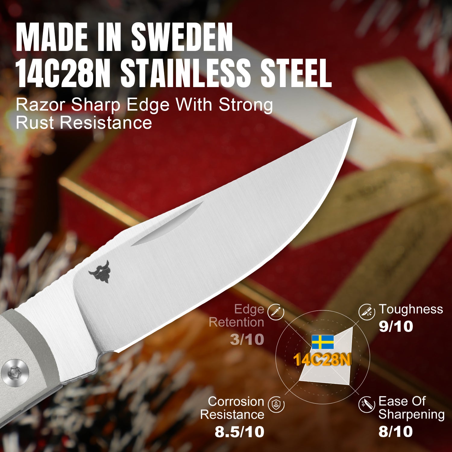 Christmas | Trestle | 14C28N | Aluminum & G10 | KizerV™ 3761MC1 | Limited