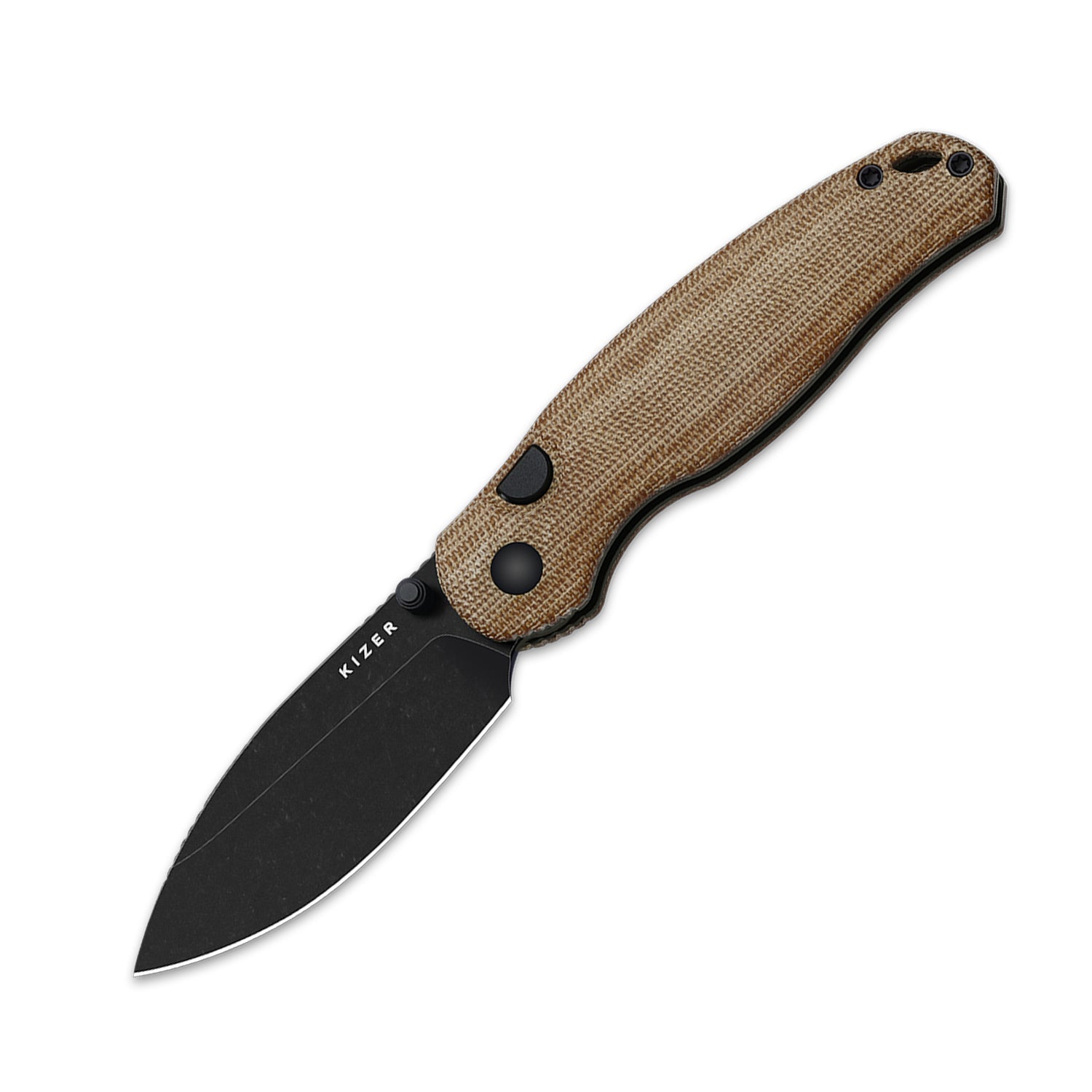 Phoca BD | Kizer Button Liner Lock™ | 14C28N | Norplex UltreX™ Micarta | KizerV™ 3781BDA1