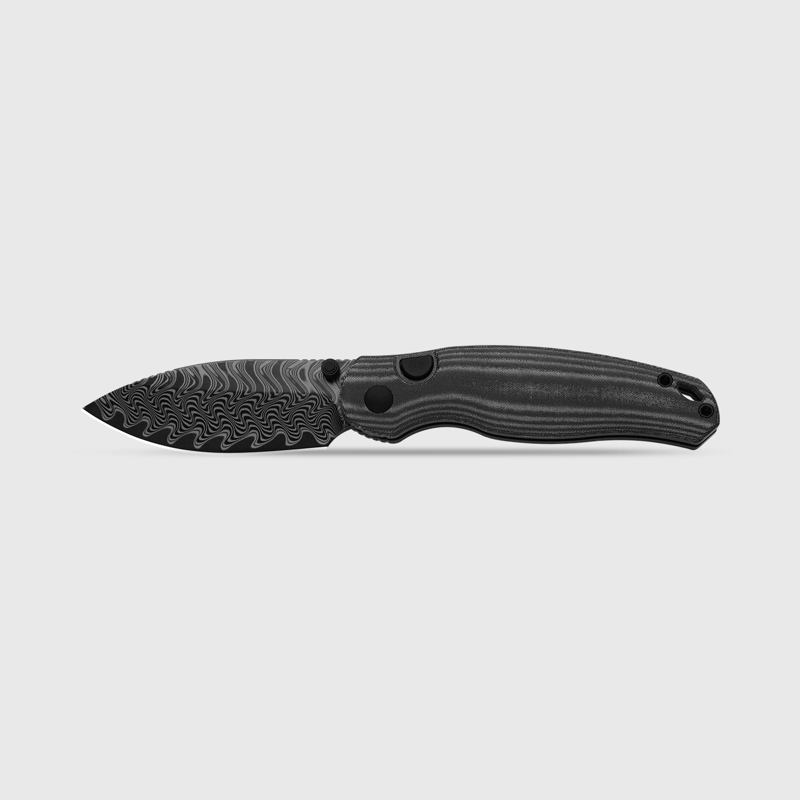 Phoca BD Damascus Norplex UltreX™ Micarta Button Liner Lock - Kizer