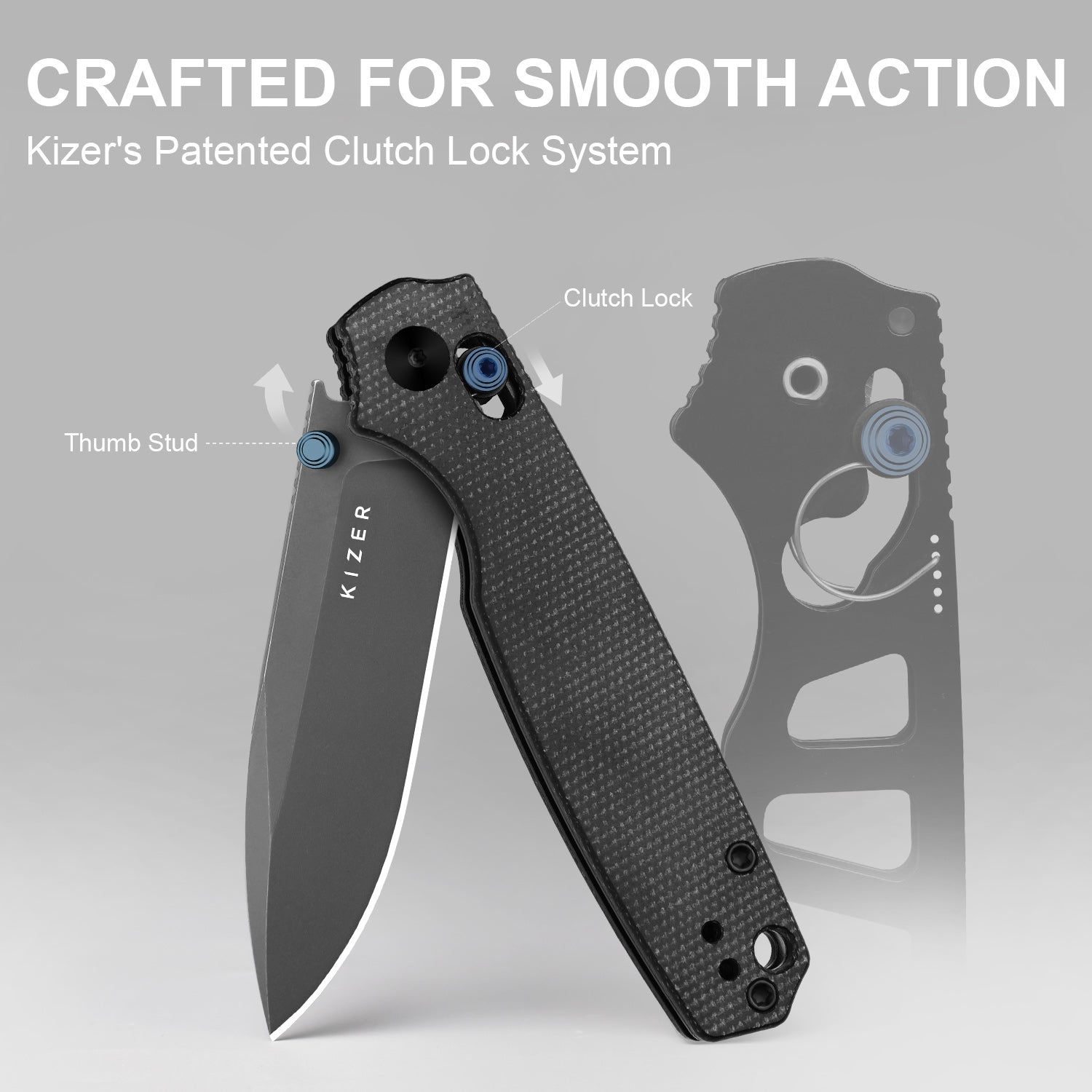 Pokiman CD | Kizer Clutch Lock™ | Drop Point | Four-Finger Full Grip | Micarta | KizerV™ 3789A1