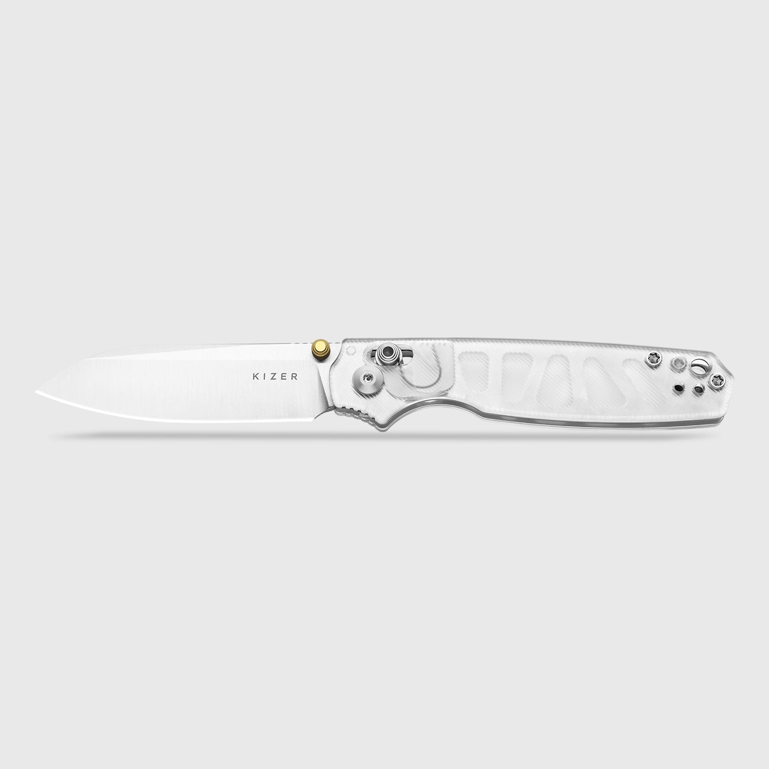 Pokiman CS | Kizer Clutch Lock™ |Sheepsfoot | Four-Finger Full Grip | Clear Acrylic | KizerV™ 3789A5