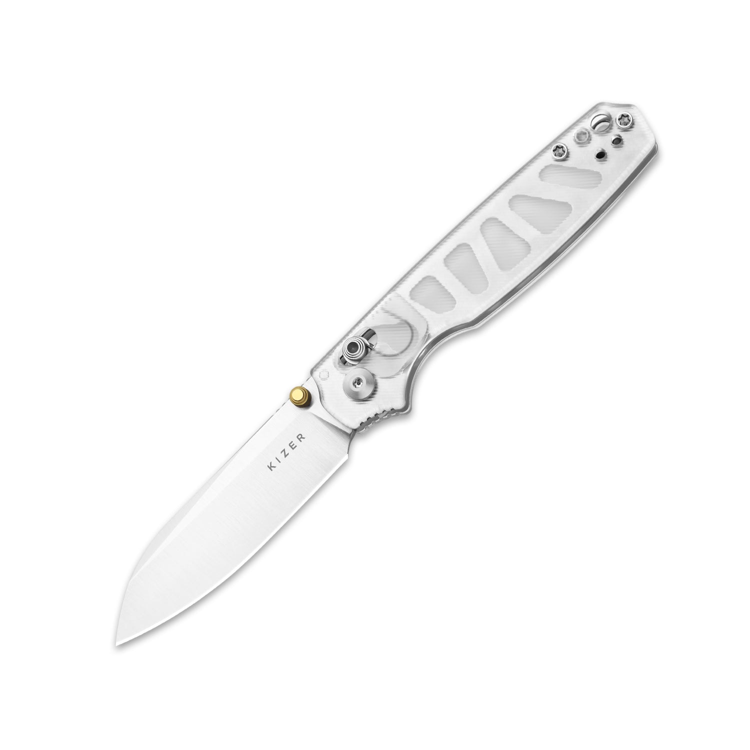 Pokiman CS | Kizer Clutch Lock™ |Sheepsfoot | Four-Finger Full Grip | Clear Acrylic | KizerV™ 3789A5