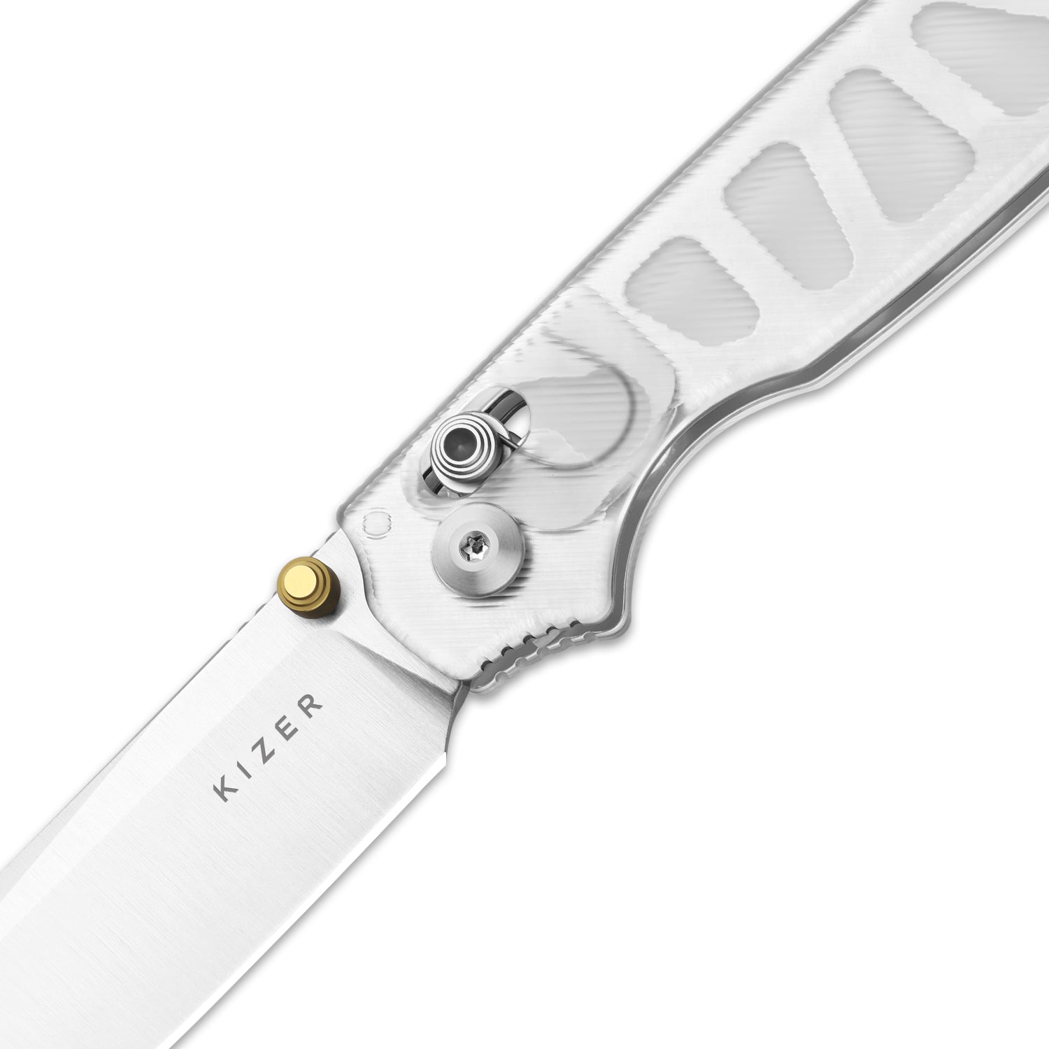 Pokiman CS | Kizer Clutch Lock™ |Sheepsfoot | Four-Finger Full Grip | Clear Acrylic | KizerV™ 3789A5
