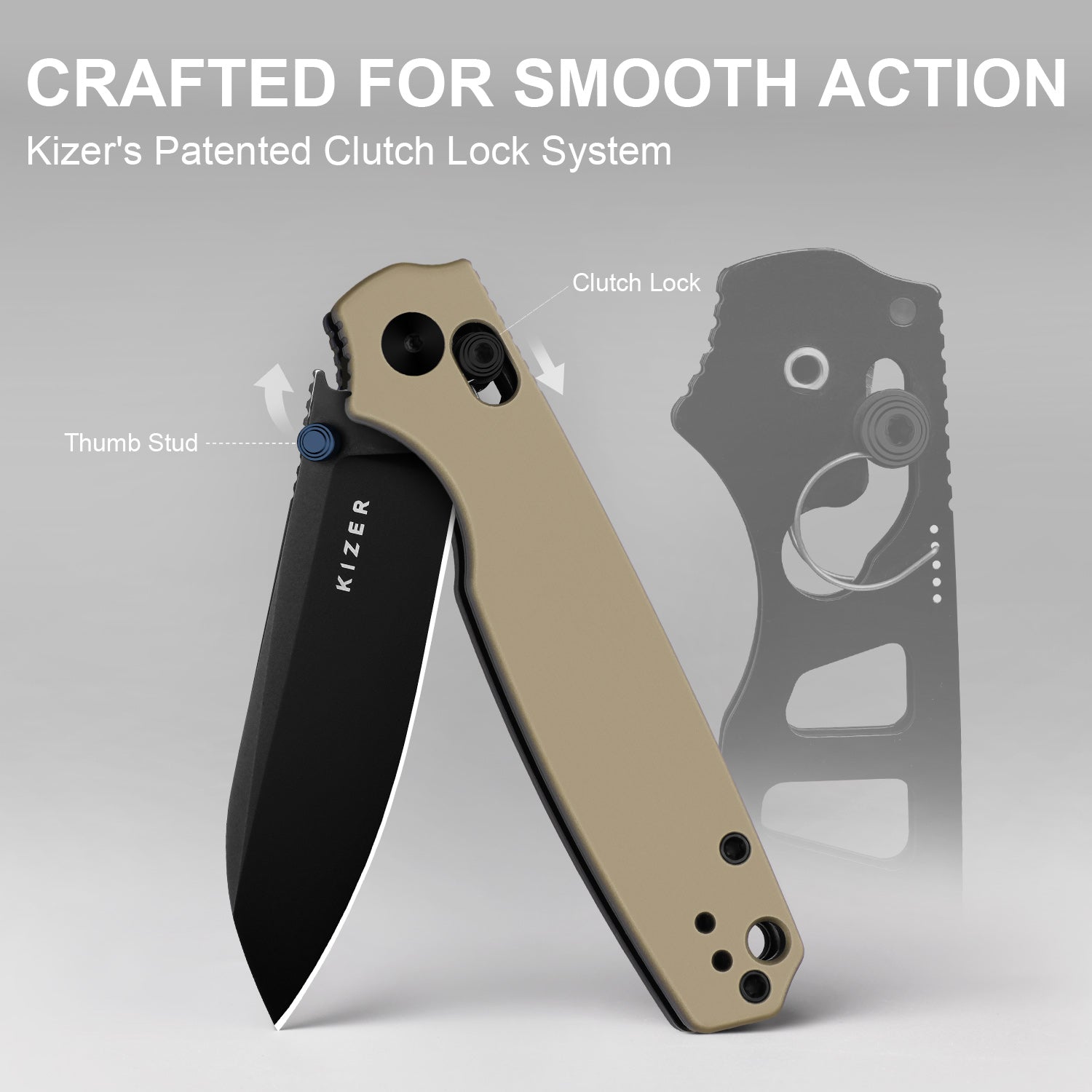 Pokiman CS | Kizer Clutch Lock™ | Sheepsfoot | Four-Finger Full Grip | Aluminum | KizerV™ 3789A6