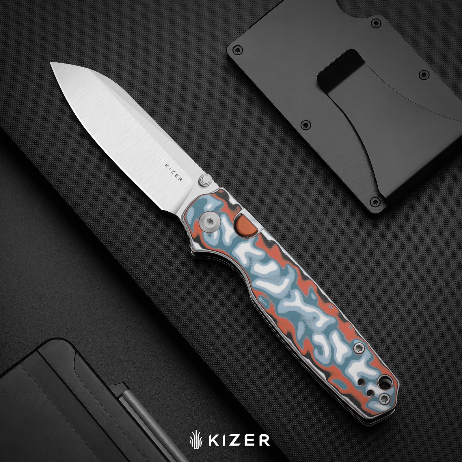 Pokiman BLL | Kizer Button Liner Lock™ | AEB-L | Brown Micarta Handle | KizerV™ 3789BDA1