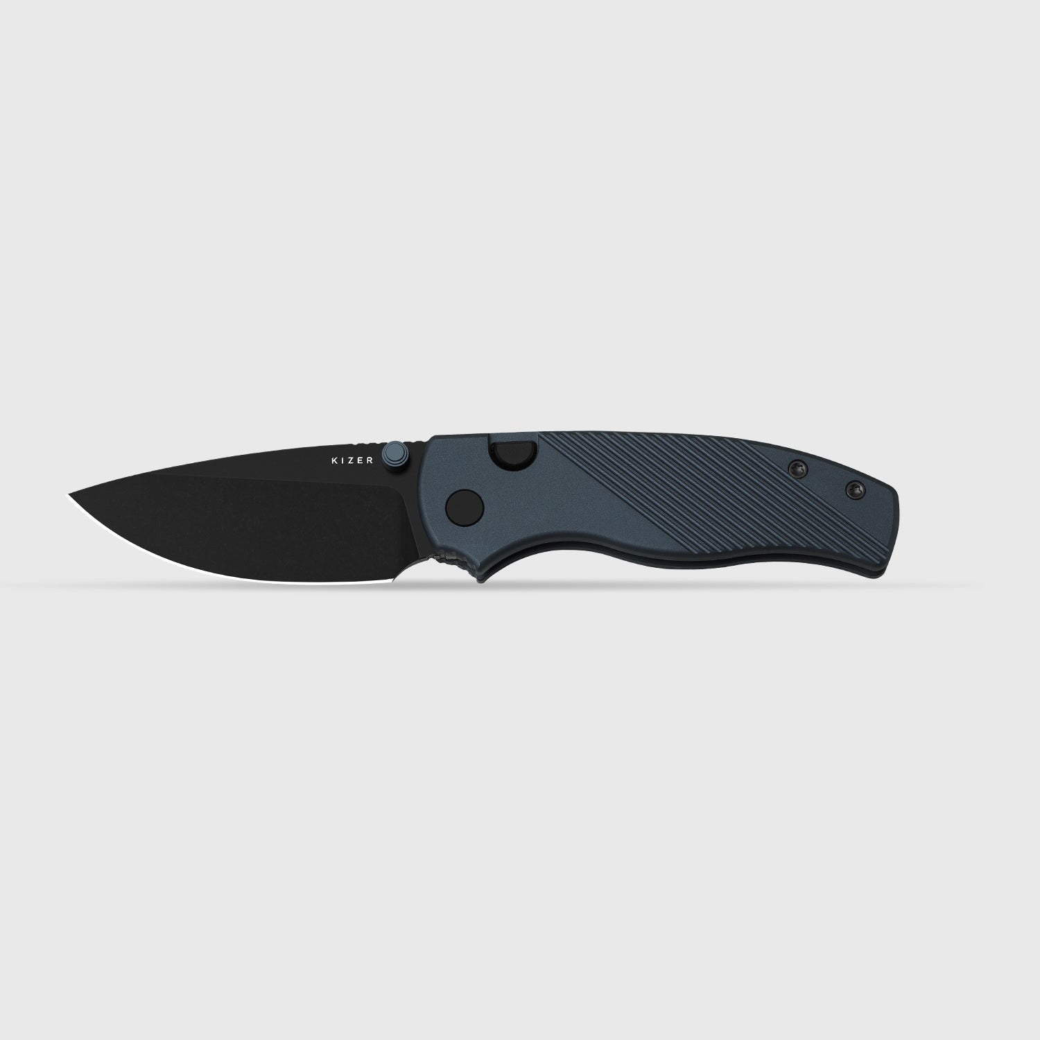 Glaux | Kizer Button Liner Lock™ | Aluminum | Black PVD Coating & Ston