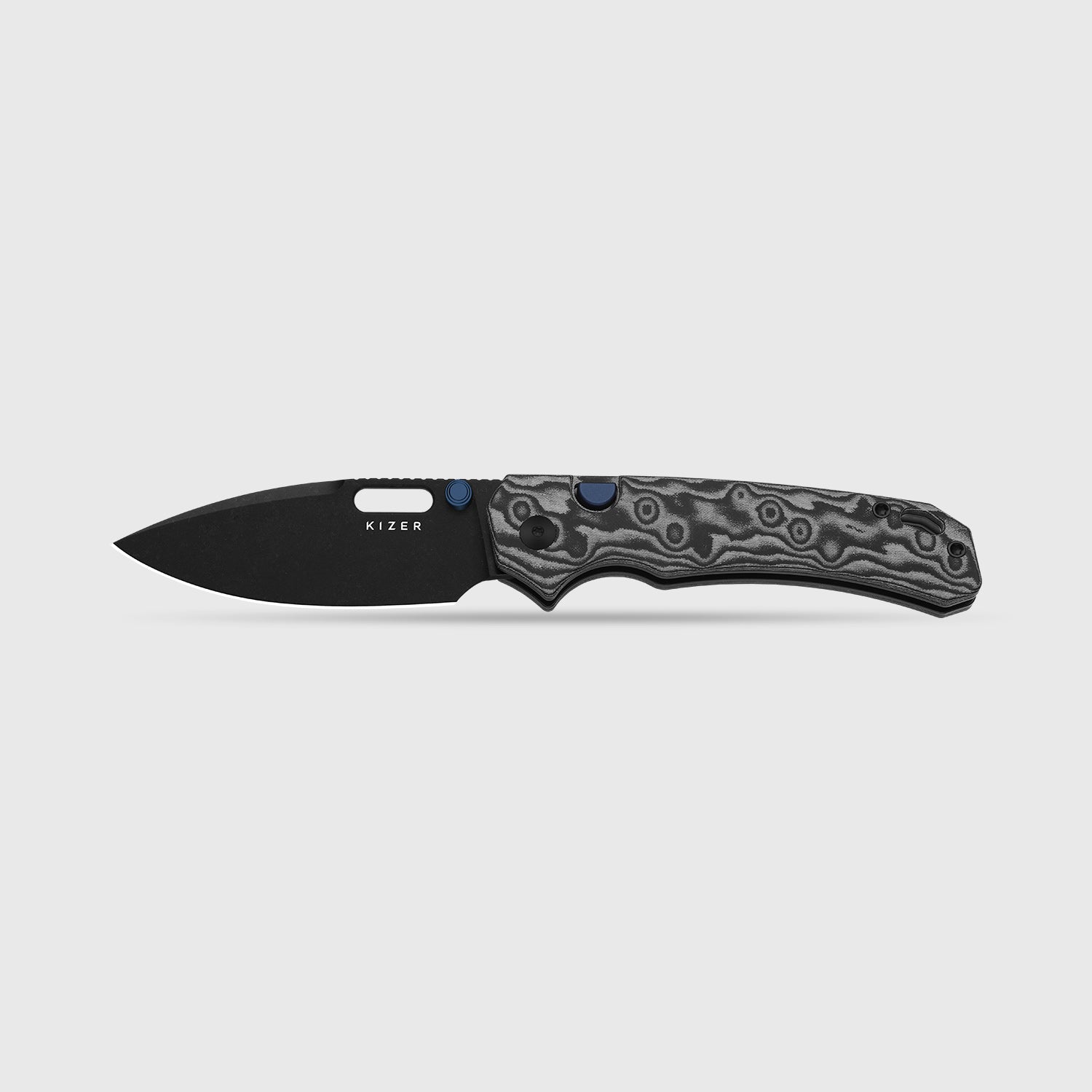Outposter | Kizer Button Liner Lock™ | Vortex Pattern Micarta | Nitro-V + PVD Coating & Stonewashed | KizerV™ 3802BDA2