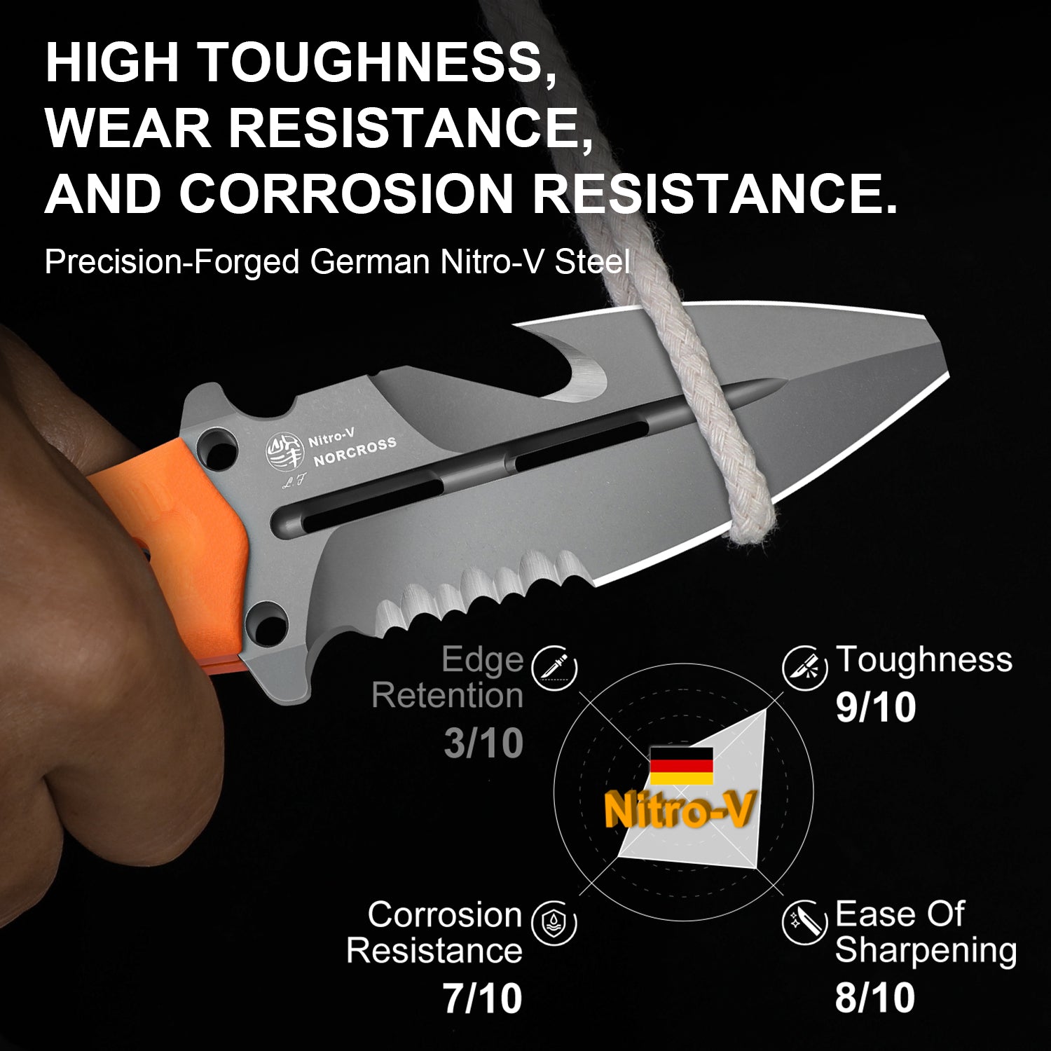 NORCROSS | Nitro-V | Orange G10 | ZX-FB01A7 | Exclusive - Double Edged | KIZERX®