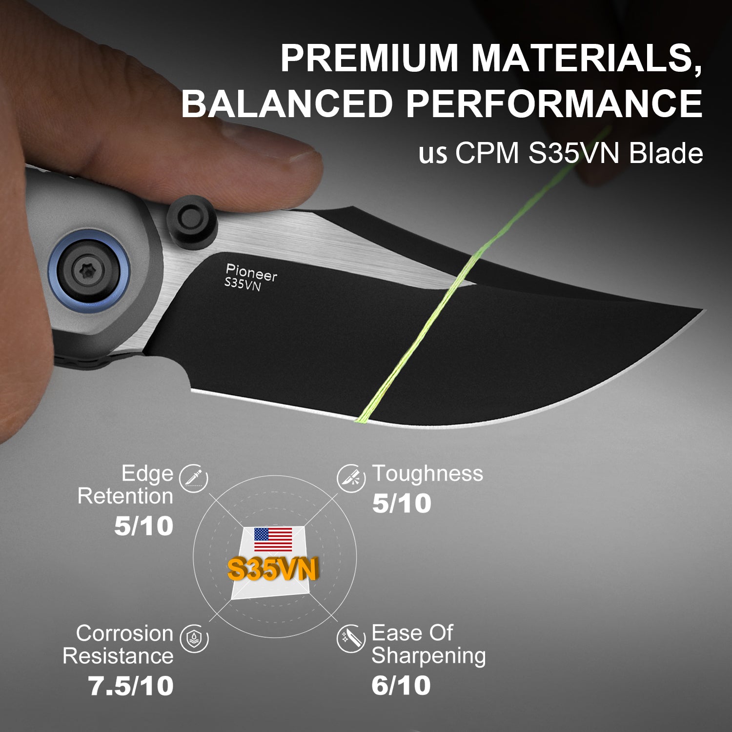 PIONEER | S35VN | Blue Canyon & Titanium | ZX-FK03A2 | KIZERX®