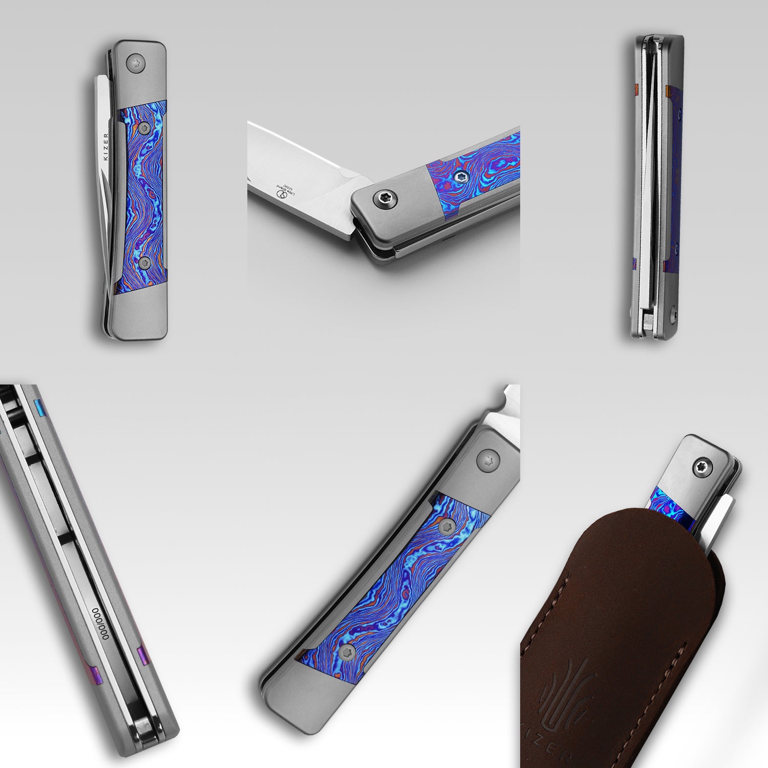 Little Grand | M390 | Titanium & Titanium Damascus | KizerB™ 2670A3 | Limited