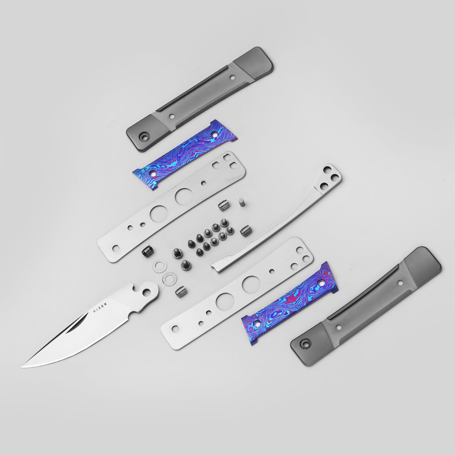 Little Grand | M390 | Titanium & Titanium Damascus | KizerB™ 2670A3 | Limited