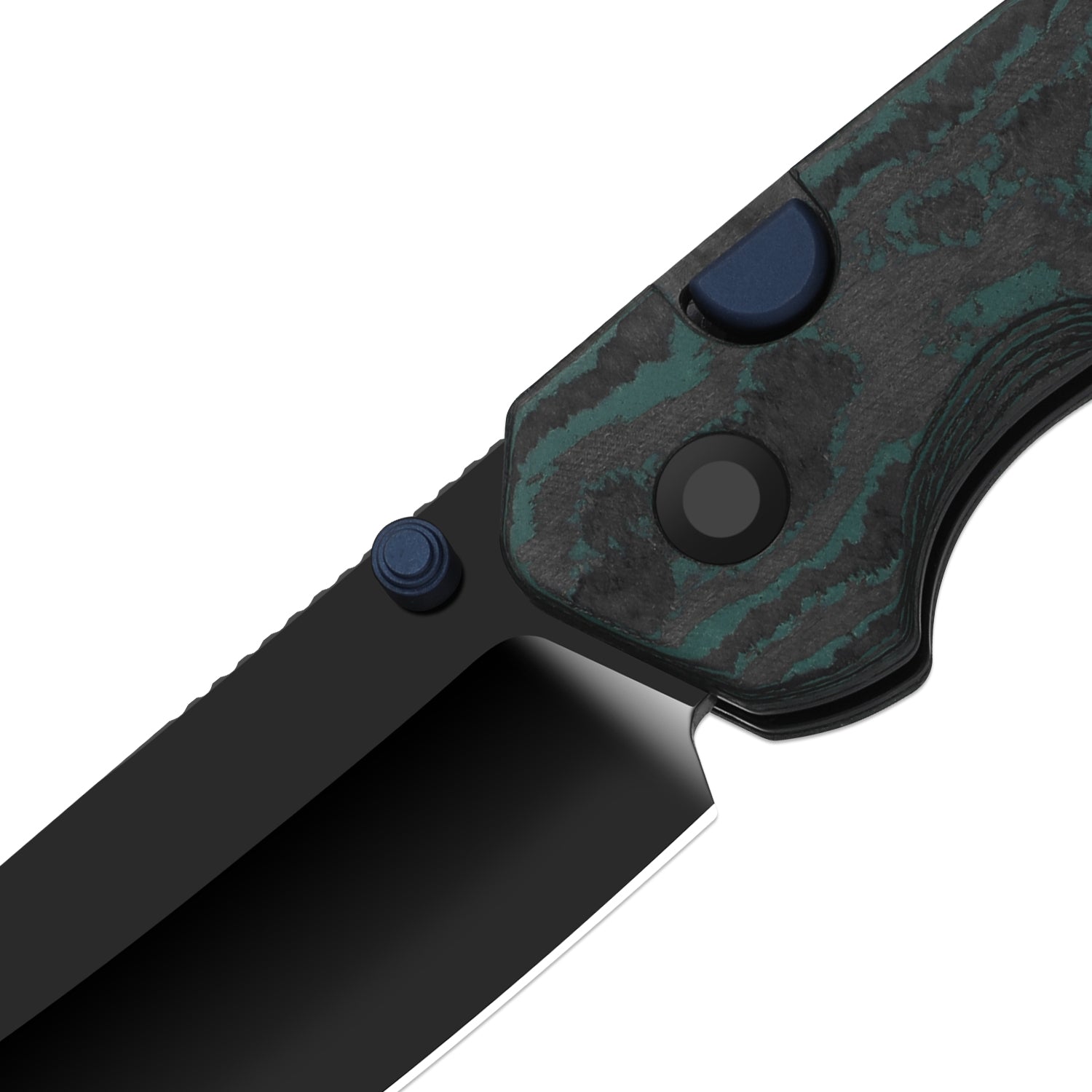 Madrac | Kizer Button Liner Lock™ | CamoCarbon Brittany Blue | S45VN + Hollow Grind + Polished DLC Ultra | KizerB™ 3693A3