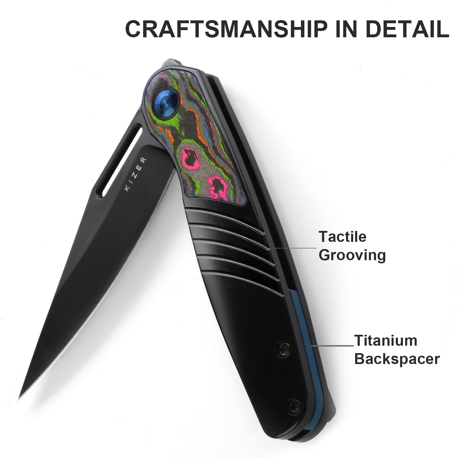 Raze | S45VN | Titanium & Camo Carbon | KizerB™ 3720A1