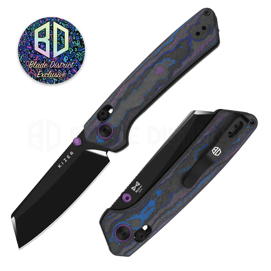 Kizer Madrac Knife Damtanium Camo Carbon Elmax Mirror DLC BLADE DISTRI