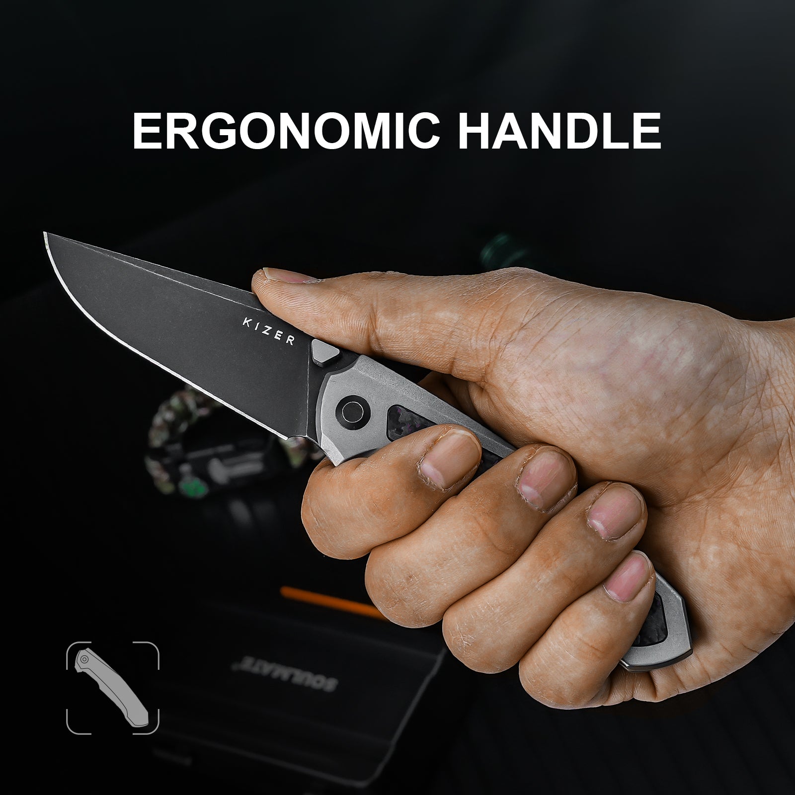 Feweed | S35VN | Titanium+ Fat Carbon(Purple haze)| KizerB™ 3694A1