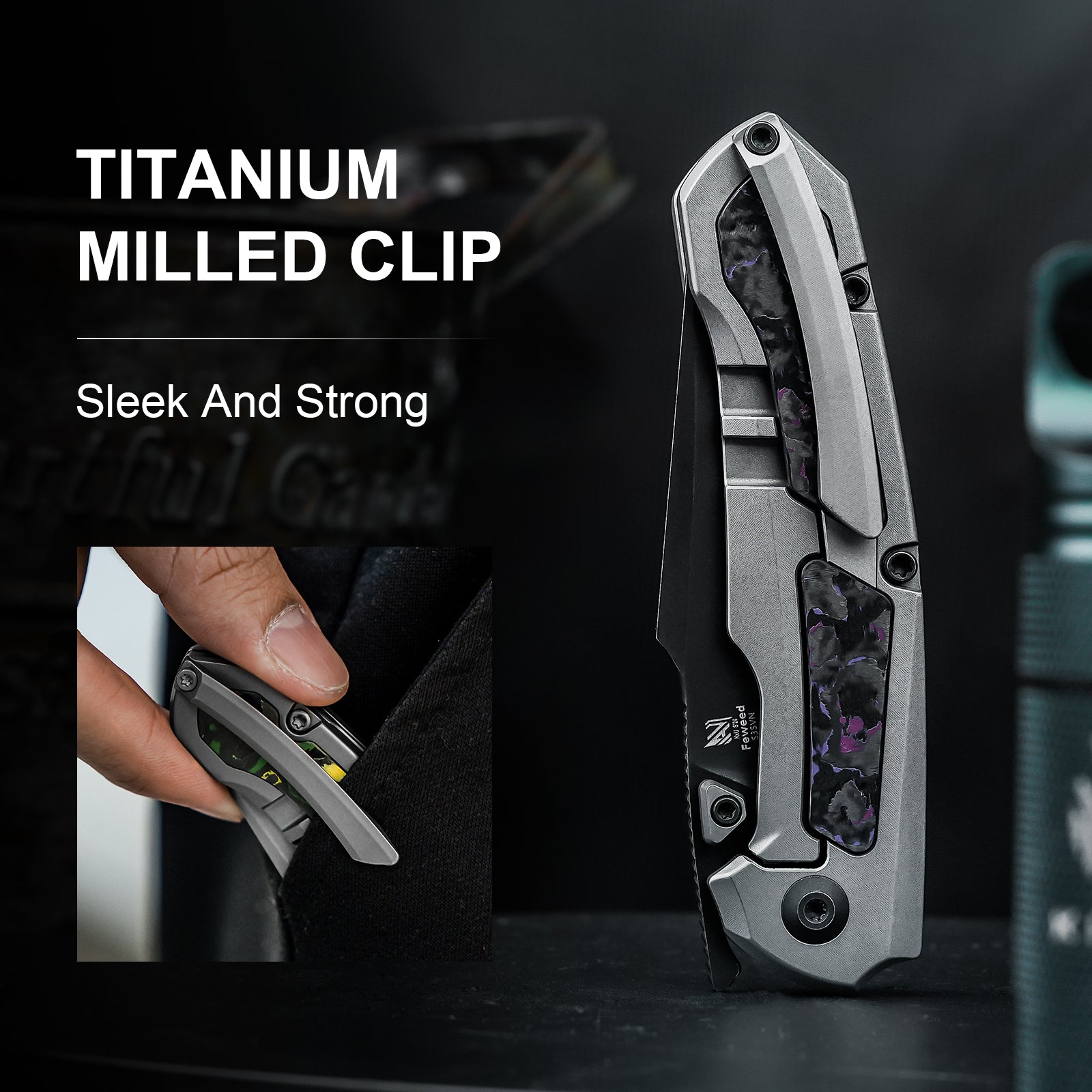 Feweed | S35VN | Titanium+ Fat Carbon(Purple haze)| KizerB™ 3694A1