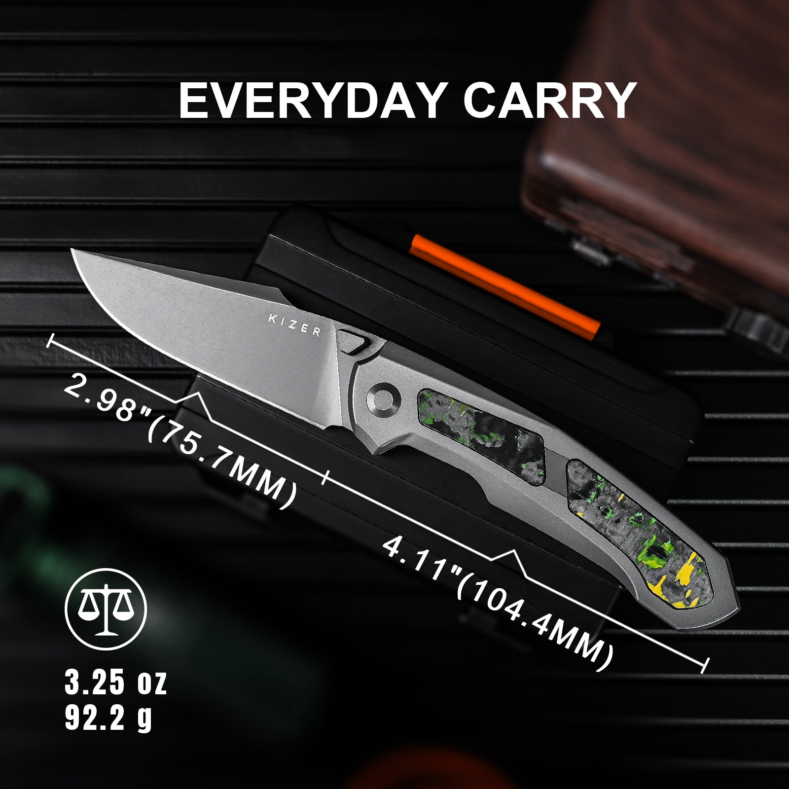 Feweed | S90V | Titanium+ Fat Carbon(Toxic Storm)| KizerB™ 3694A2