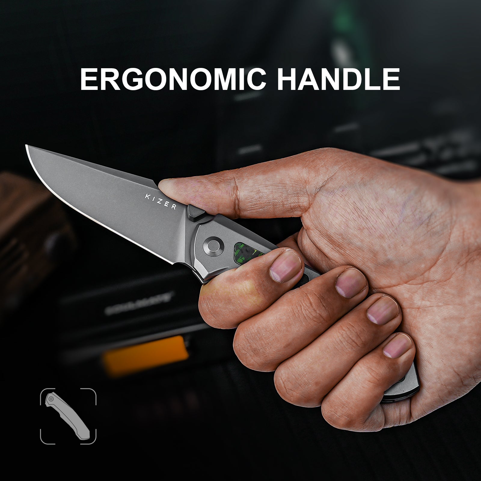 Feweed | S90V | Titanium+ Fat Carbon(Toxic Storm)| KizerB™ 3694A2