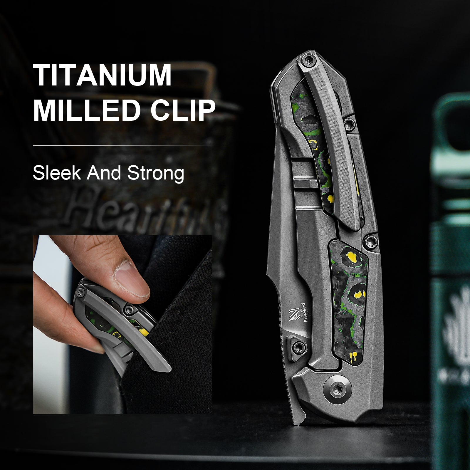 Feweed | S90V | Titanium+ Fat Carbon(Toxic Storm)| KizerB™ 3694A2