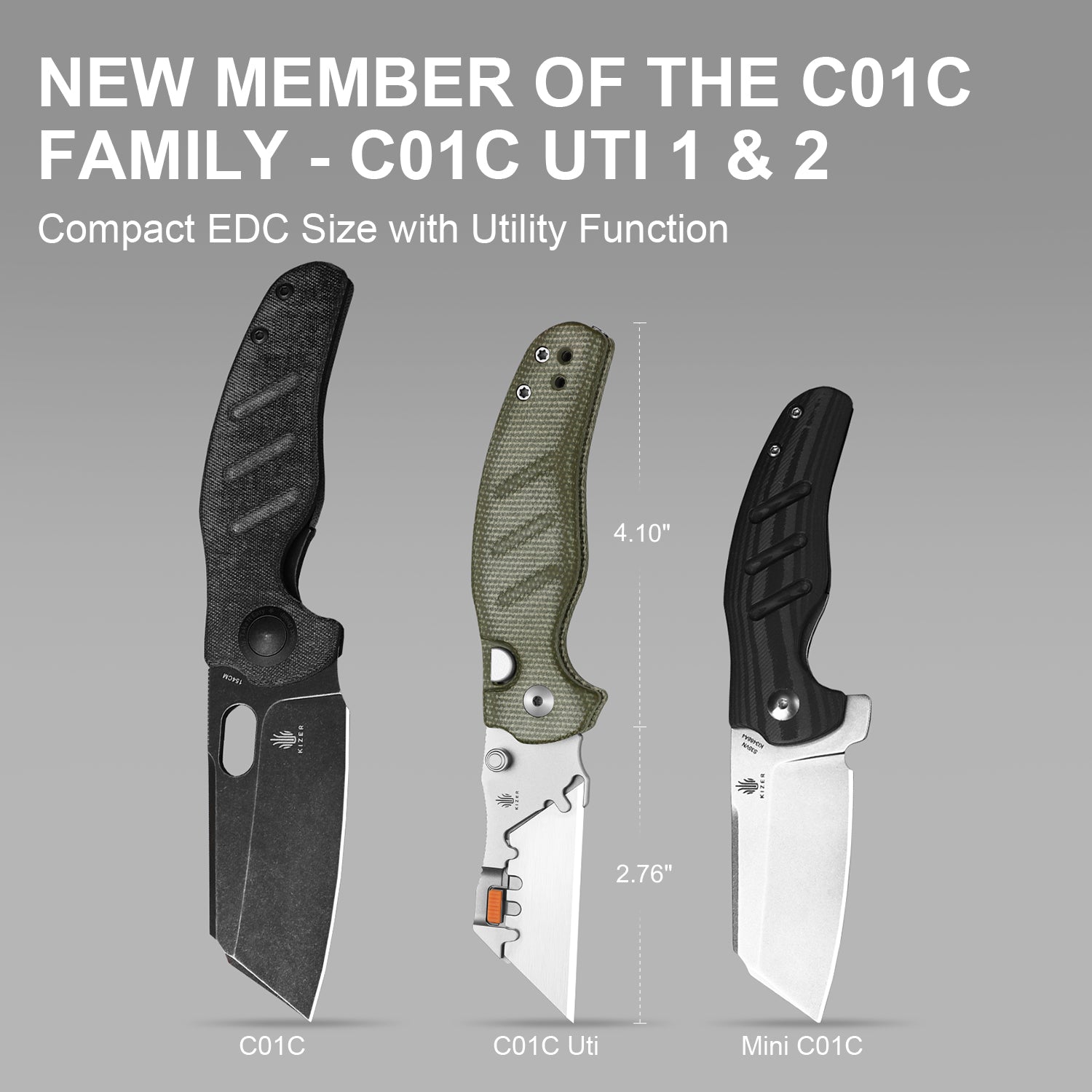 Sheepdog® Utility Knives | Kizer Button Liner Lock™ | C01C Uti 2 | 5Cr15MoV | Micarta | KizerV™ 3488.29JNA1