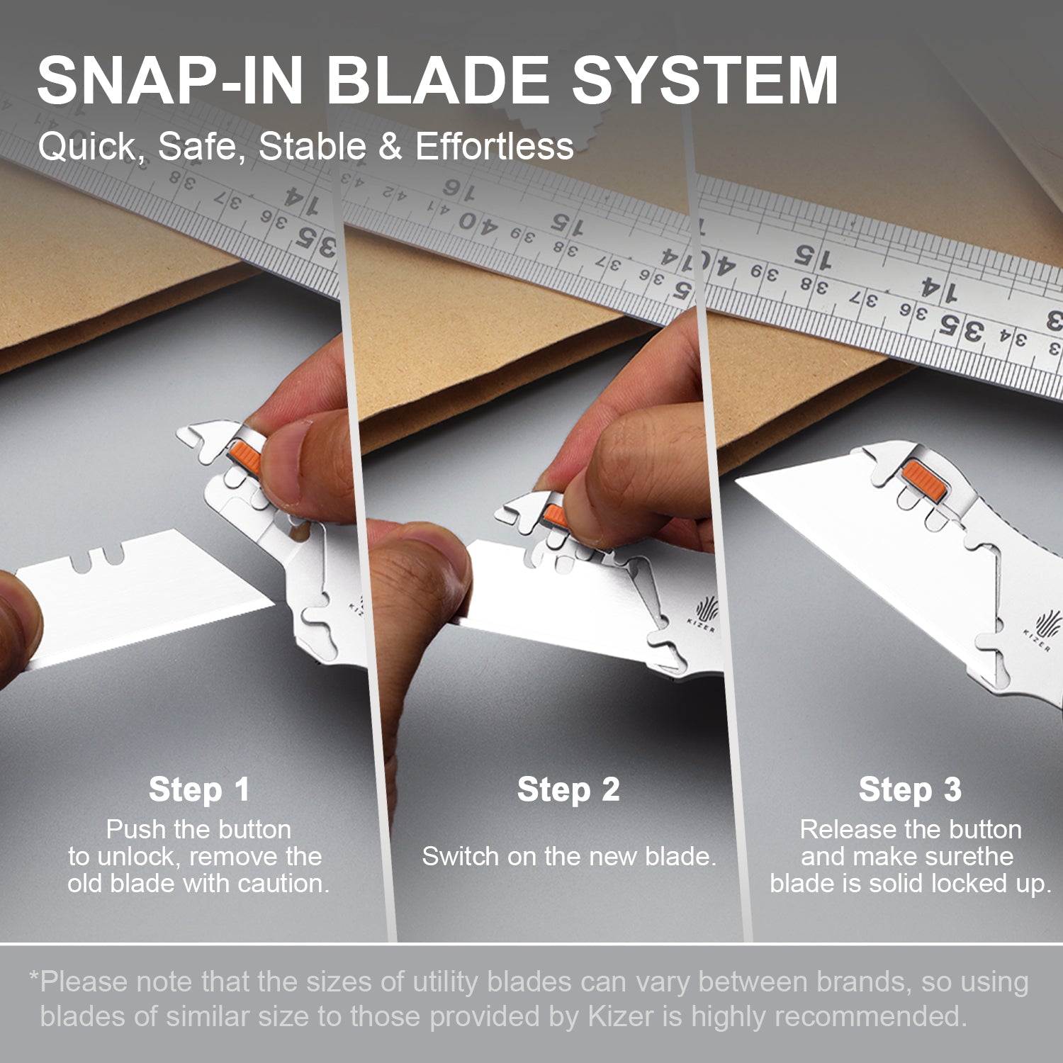 Sheepdog® Utility Knives | Kizer Button Liner Lock™ | C01C Uti 2 | 5Cr15MoV | Micarta | KizerV™ 3488.29JNA1
