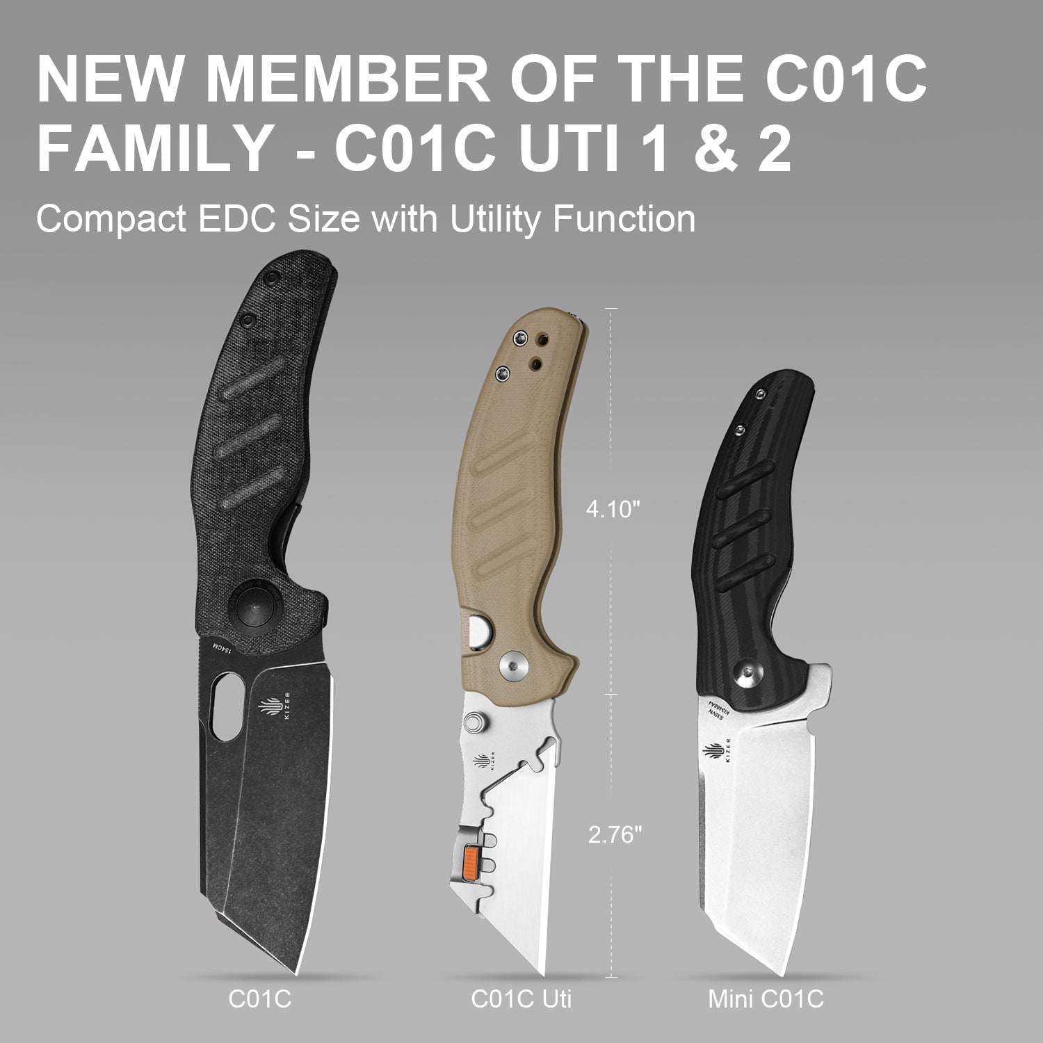 Sheepdog® Utility Knives | Kizer Button Liner Lock™ | C01C Uti 2 | 5Cr15MoV | KizerV™ 3488.29JNA2