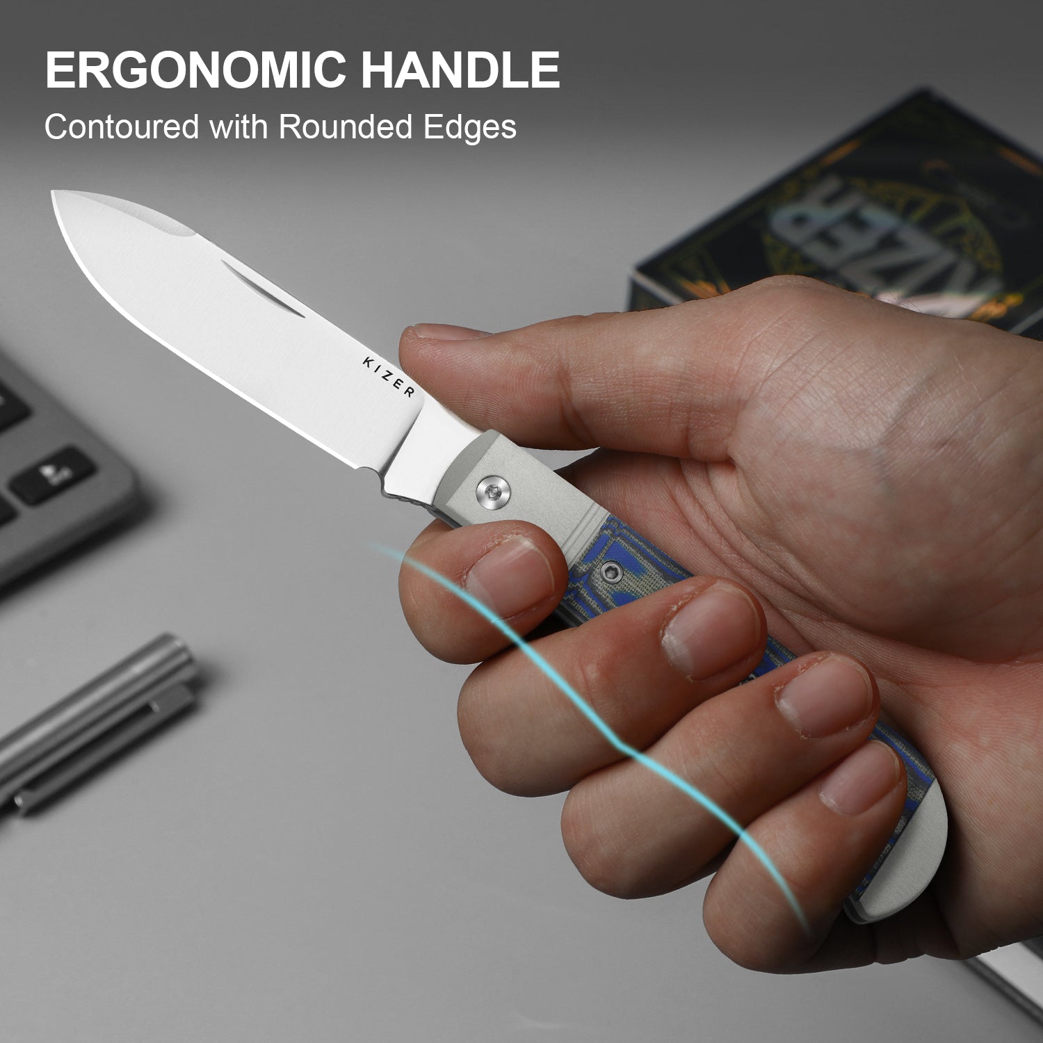 Trestle D | Micarta With Vortex Pattern | Slip Joint | Nitro-V | KizerV™ 3760A2