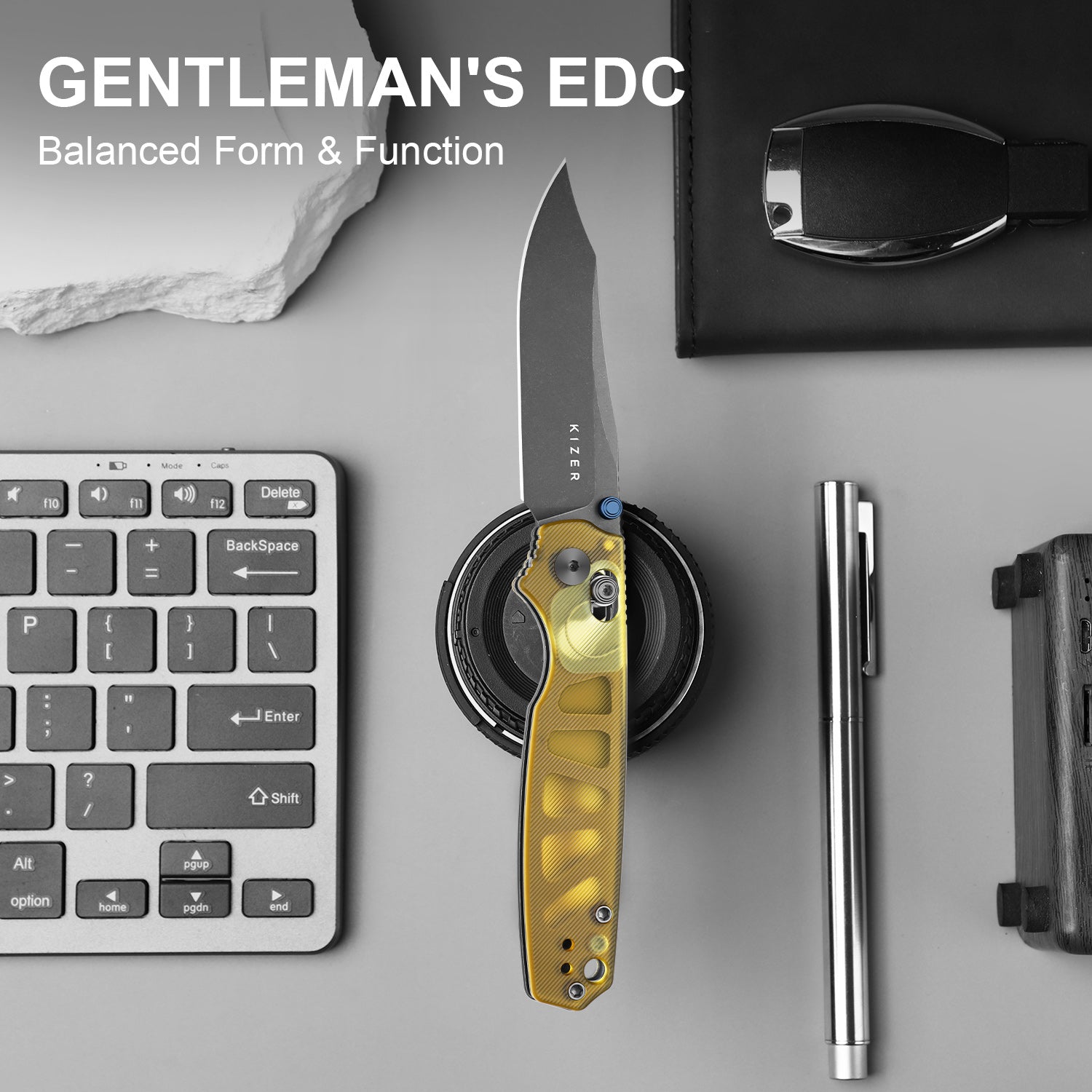 Pokiman CC | Kizer Clutch Lock™ | Clip Point | Four-Finger Full Grip | Clear PEI | KizerV™ 3789A3