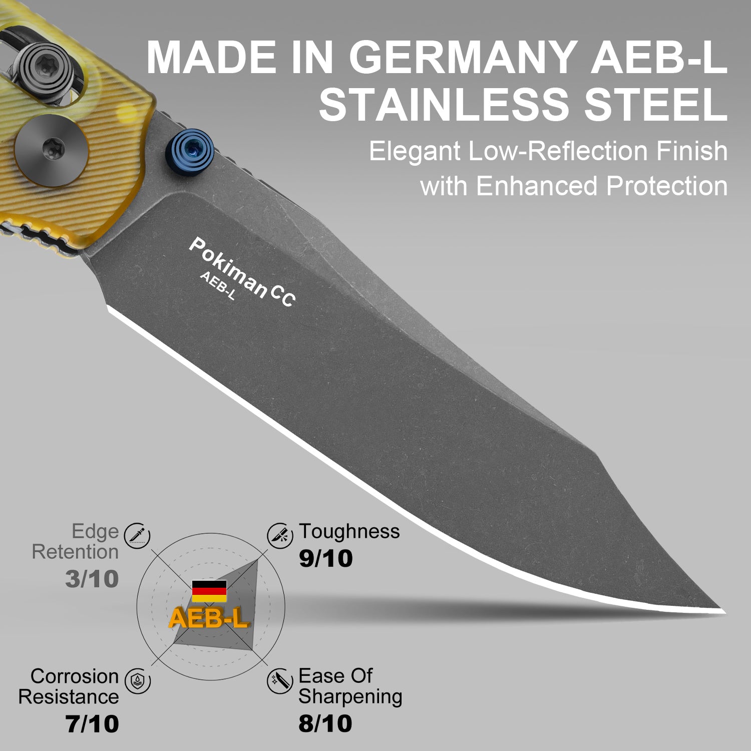 Pokiman CC | Kizer Clutch Lock™ | Clip Point | Four-Finger Full Grip | Clear PEI | KizerV™ 3789A3