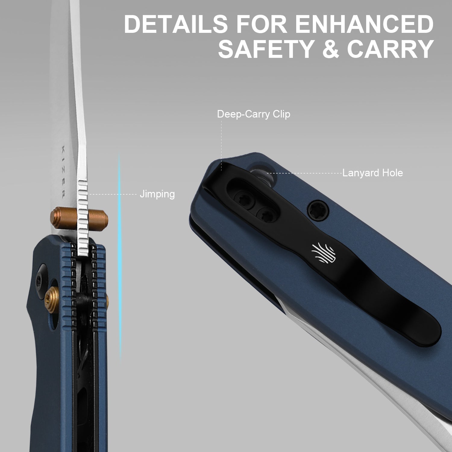 Pokiman CC | Kizer Clutch Lock™ | Clip Point | Four-Finger Full Grip | Aluminum | KizerV™ 3789A4