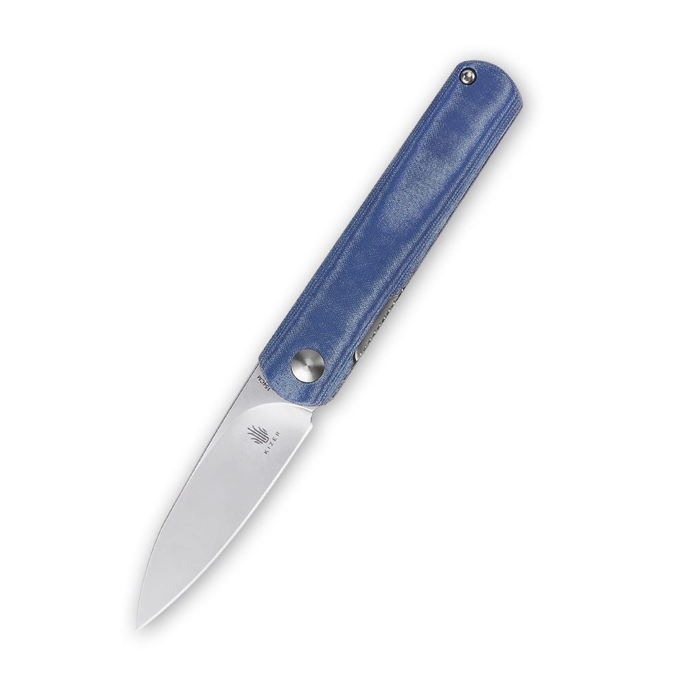 Feist Blue Micarta Handle EDC Folding Knife - Kizer