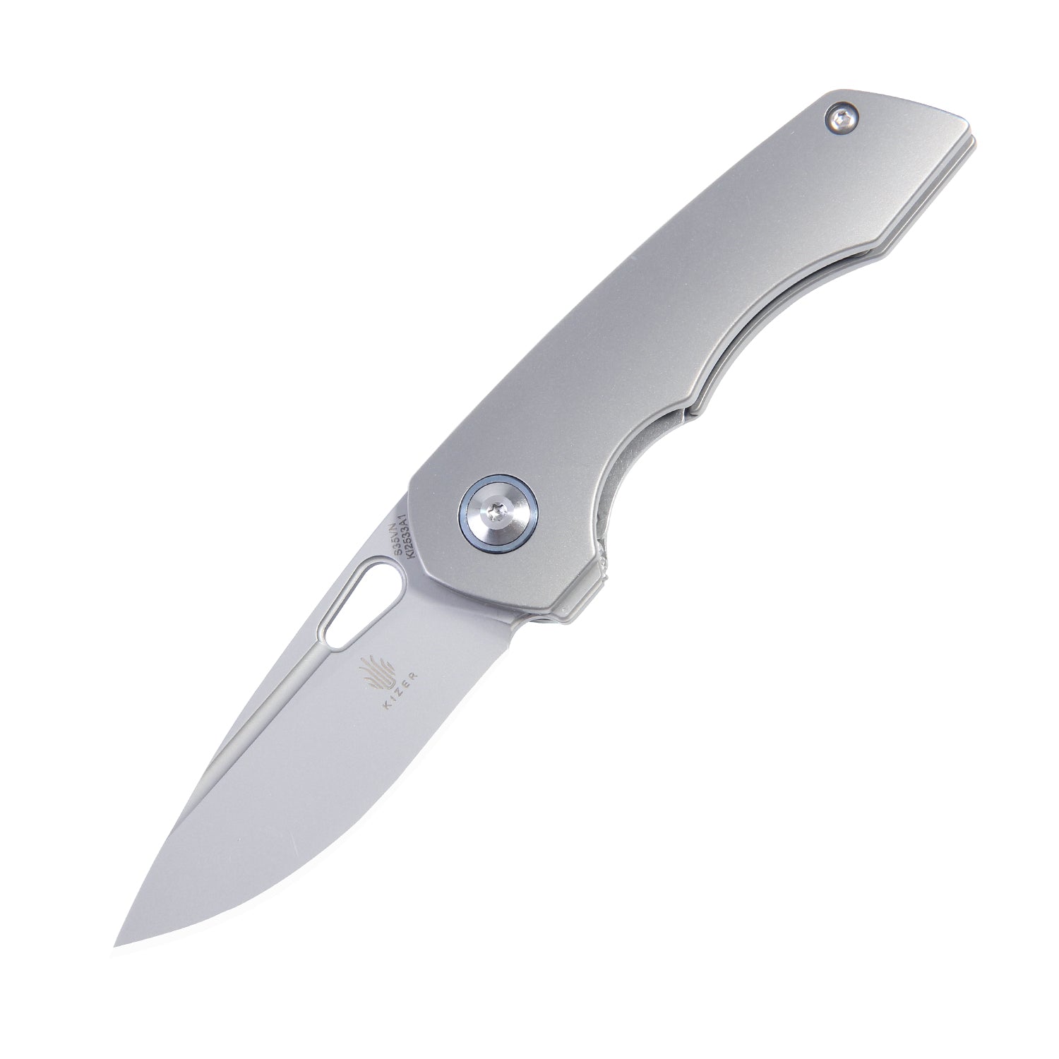 【新品未使用品】 ki-no Kn11 The Saucer ネット在庫切　希少 Microlith Silver Titanium Handle Small EDC Pocket Knife - Kizer