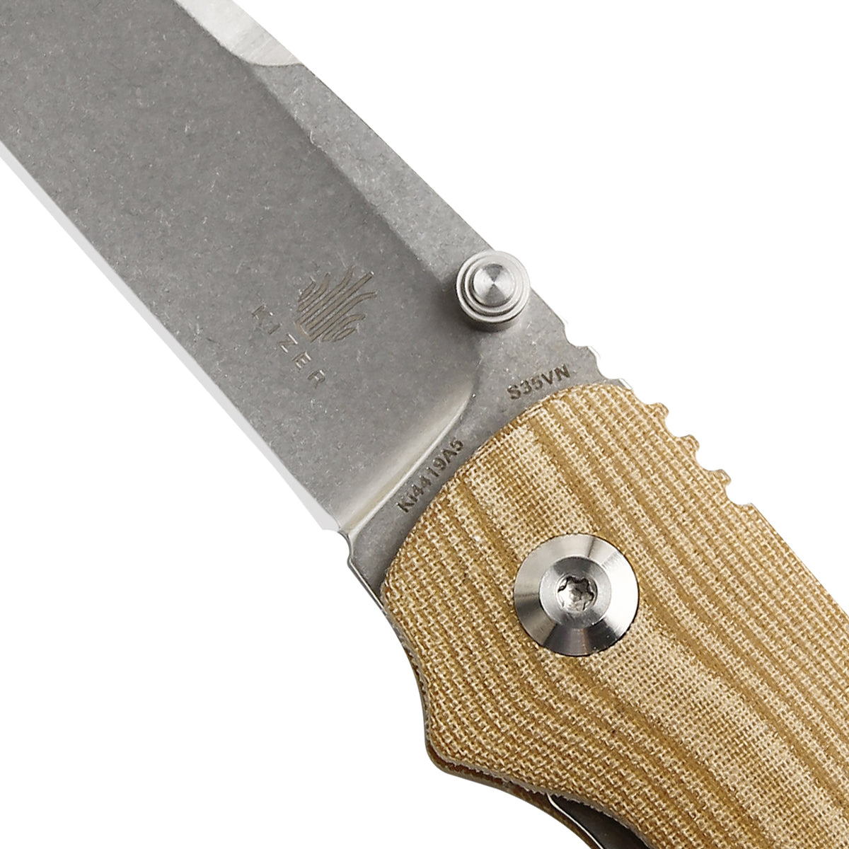Kizer Sliver Micarta Brown Ki4419A5(3.50" Stonewash)