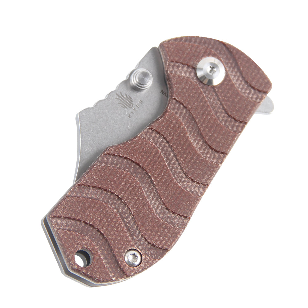 Kizer Flip Shank Micarta Brown Ki2521A2 (2" Stonewash)